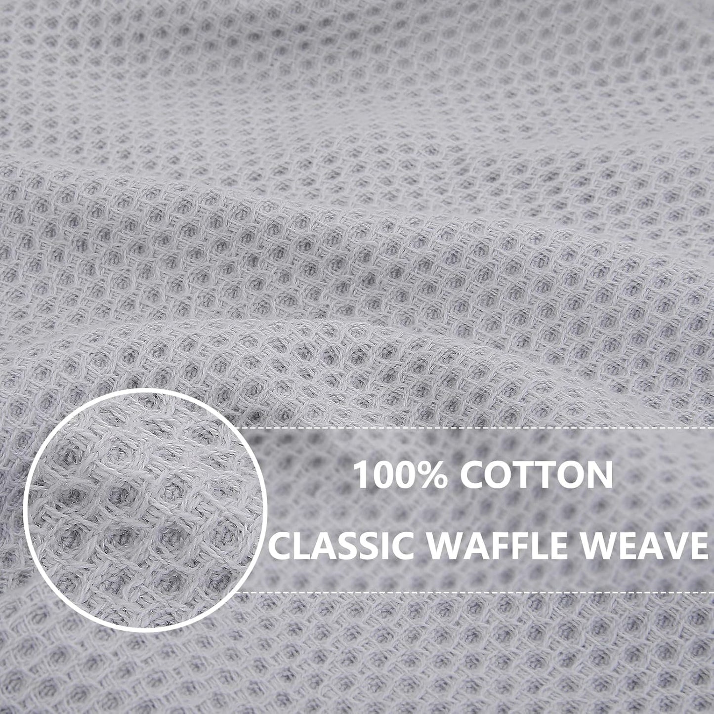 Homaxy 100% Cotton Waffle Weave Kitchen Dish Towels, Ultra Soft Absorbent Quick Drying Cleaning Towel, 13 x 28 Inches, 12-Pack, Light Gray