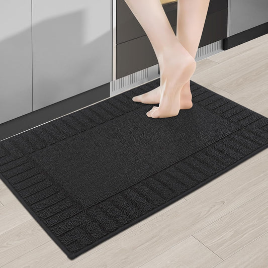 BEQHAUSE-Kitchen-Rugs-and-Mats Non Slip Kitchen Mats for Floor Absorbent Kitchen Rugs Machine Washable Kitchen Floor Mat,Black 20”x30”