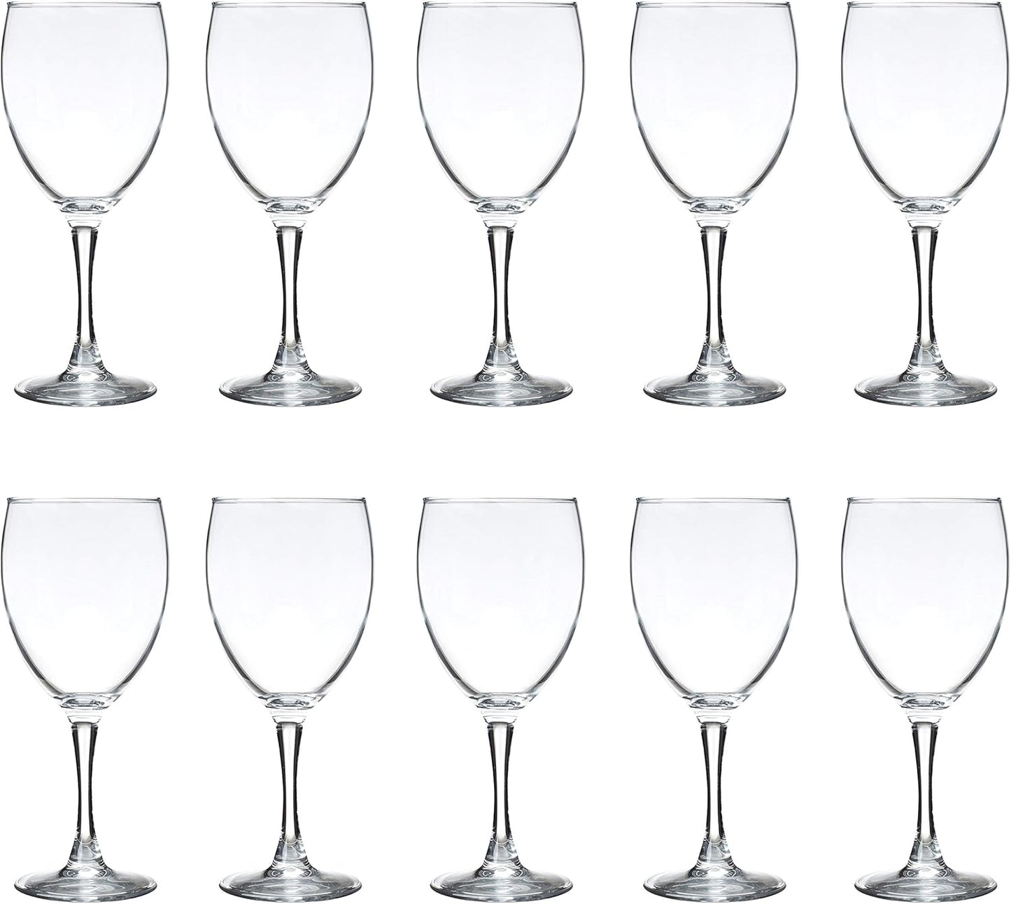 DISCOUNT PROMOS Nuance Wine Glasses by ARC 10.5 oz. Set of 10, Bulk Pack - Restaurant Glassware, Perfect for Red Wine, White Wine, Cocktails - Clear