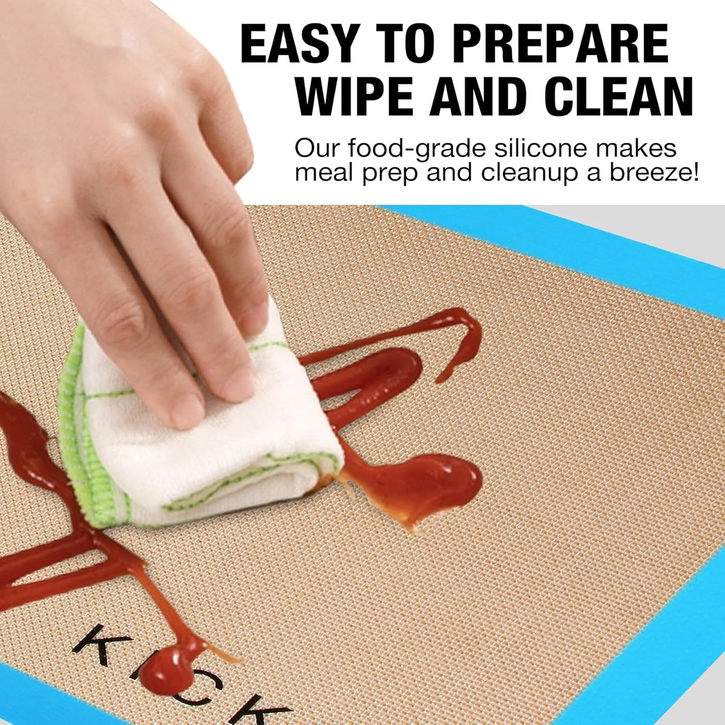 Silicone Baking Mat Set of 3 Non-Stick Baking Sheet for Oven Pan Liner Reusable Parchment Paper Half Sheet Large Silicone Bakeware Mat for Cookie Bread, Cooking Supplies Kitchen Accessories