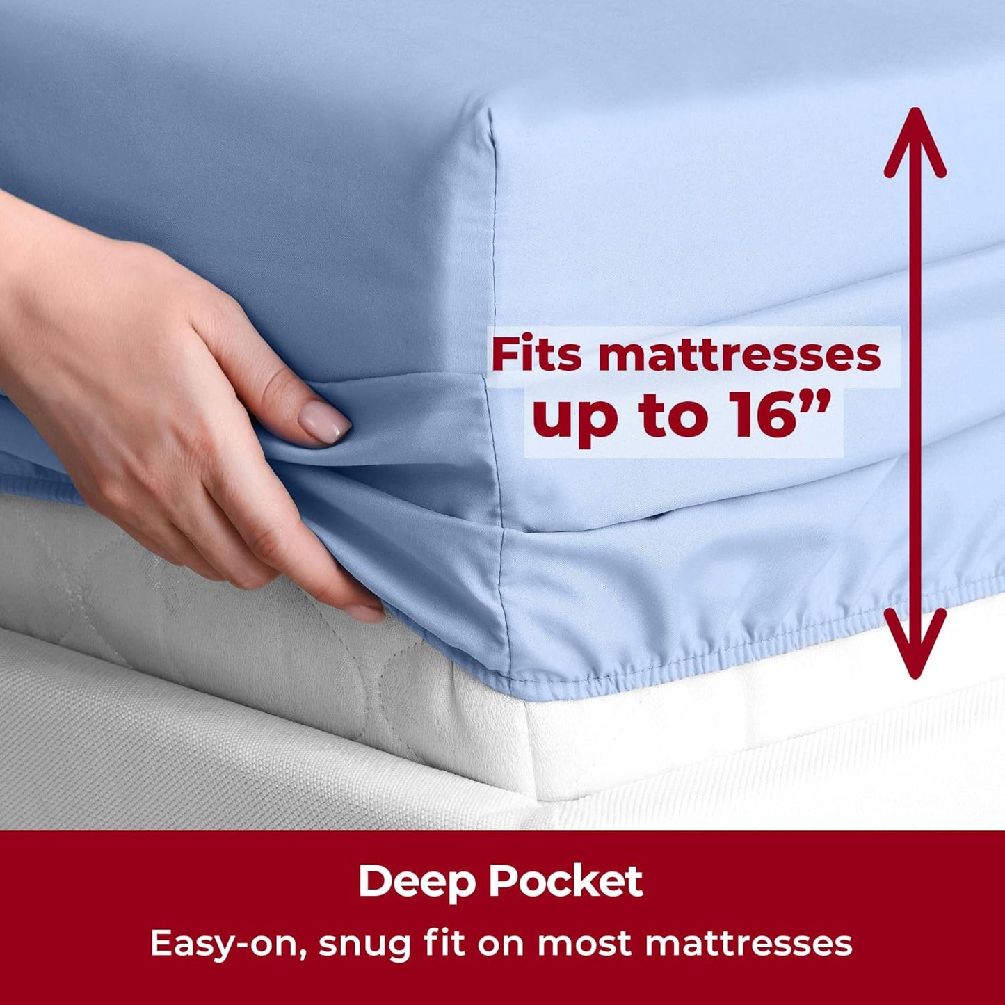 Mellanni Twin Sheets Set - 3 PC Iconic Collection Bedding - Hotel Luxury, Extra Soft, Cooling Bed Sheets - Wrinkle, Fade, Stain Resistant (Twin, Sky Blue)