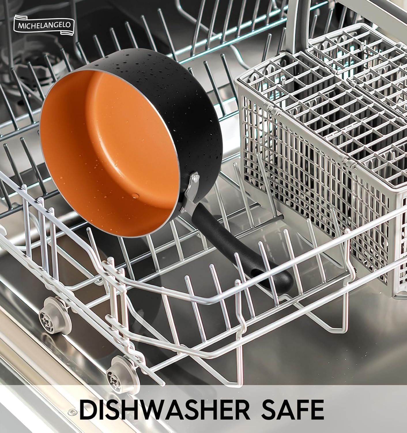 MICHELANGELO Nonstick Sauce Pan With Lid, 3QT Ceramic Saucepan, Copper Saucepans, PFAS-FREE Pot, Small Pots For Cooking, Multipurpose Cooking Pots For Home Kitchen, Dishwasher Safe