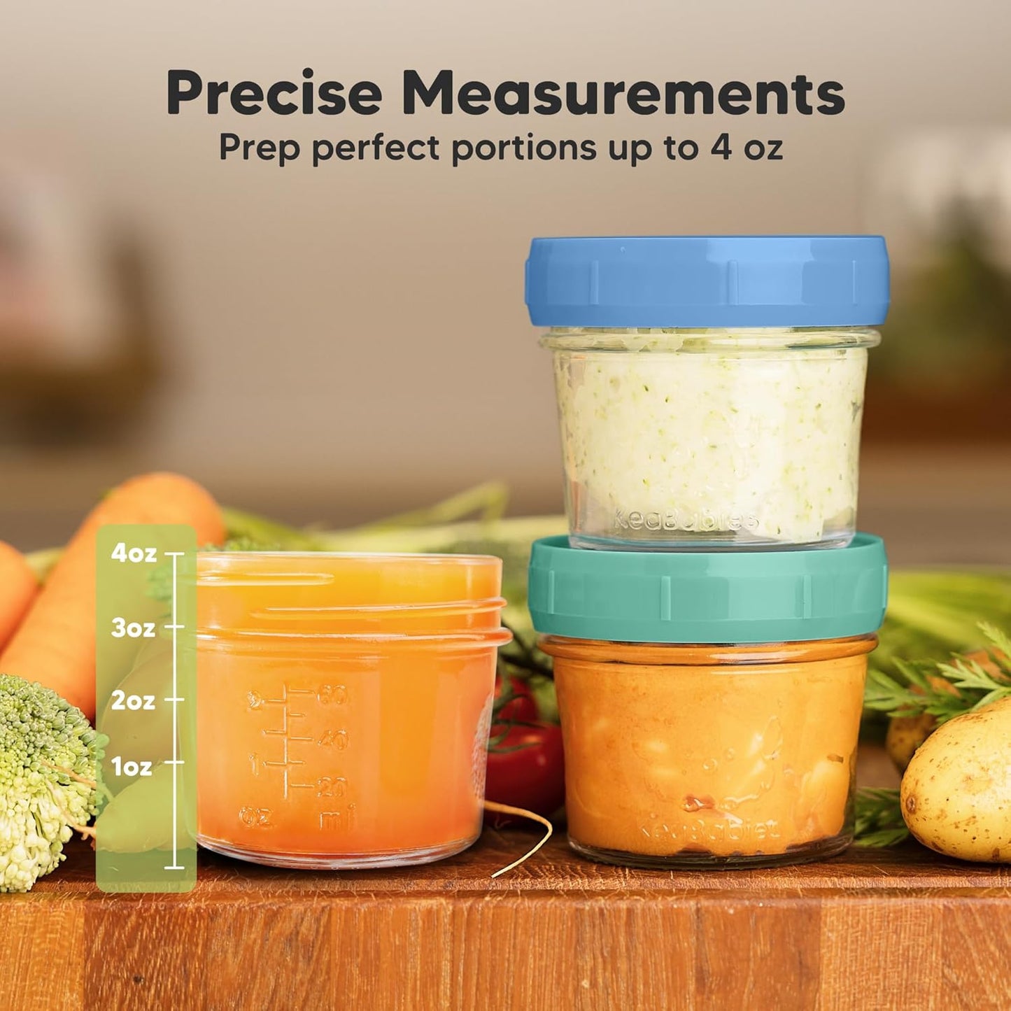 KeaBabies 12pk 4oz Glass Baby Food Containers with Lids - Leak-Proof, Microwavable Small Glass Jars, Baby Purees & Toddler Snack Storage Containers, BPA-Free, Dishwasher & Freezer Safe (Kea)