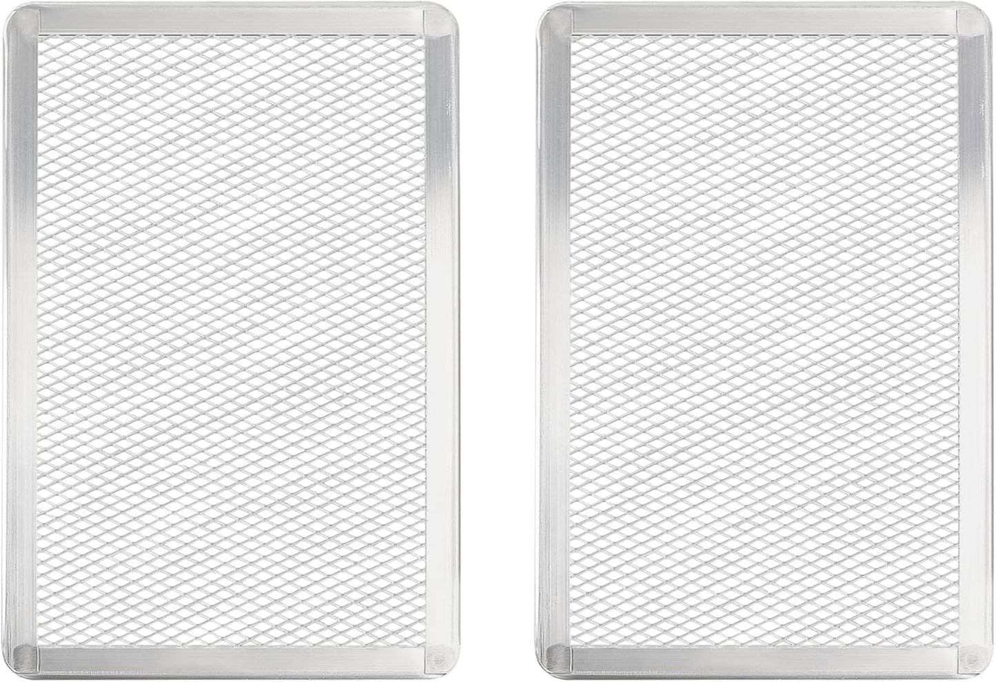 Pizza Screen 8 x 12 Inch 2 Pack Rectangular Aluminum Pizza Pan Restaurant-Grade Flatbread Screen Pizza Crisper Pan,Oven-Safe