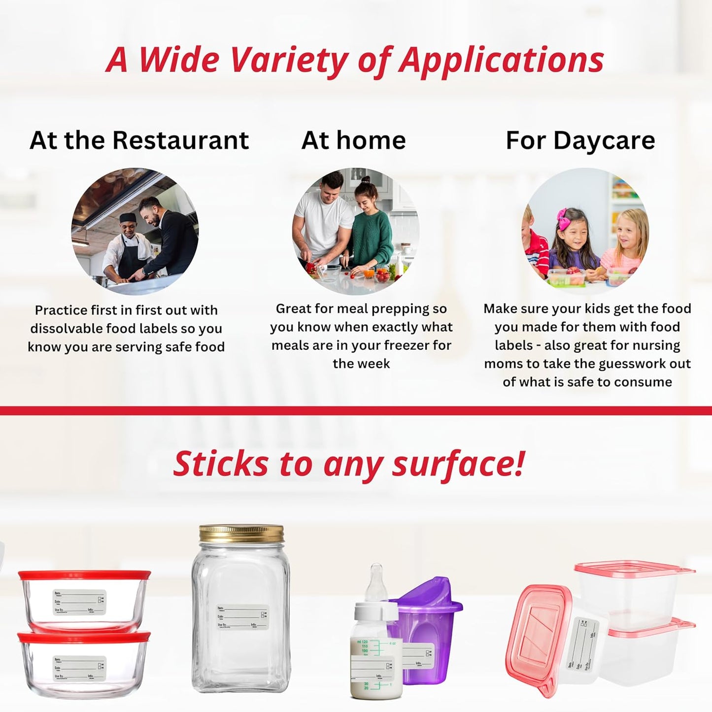 2x1 Dissolvable Food Labels, 500 Label Stickers, Bottle Labels for Storage Bins, Sticker Labels for Food containers, (500, Blank)