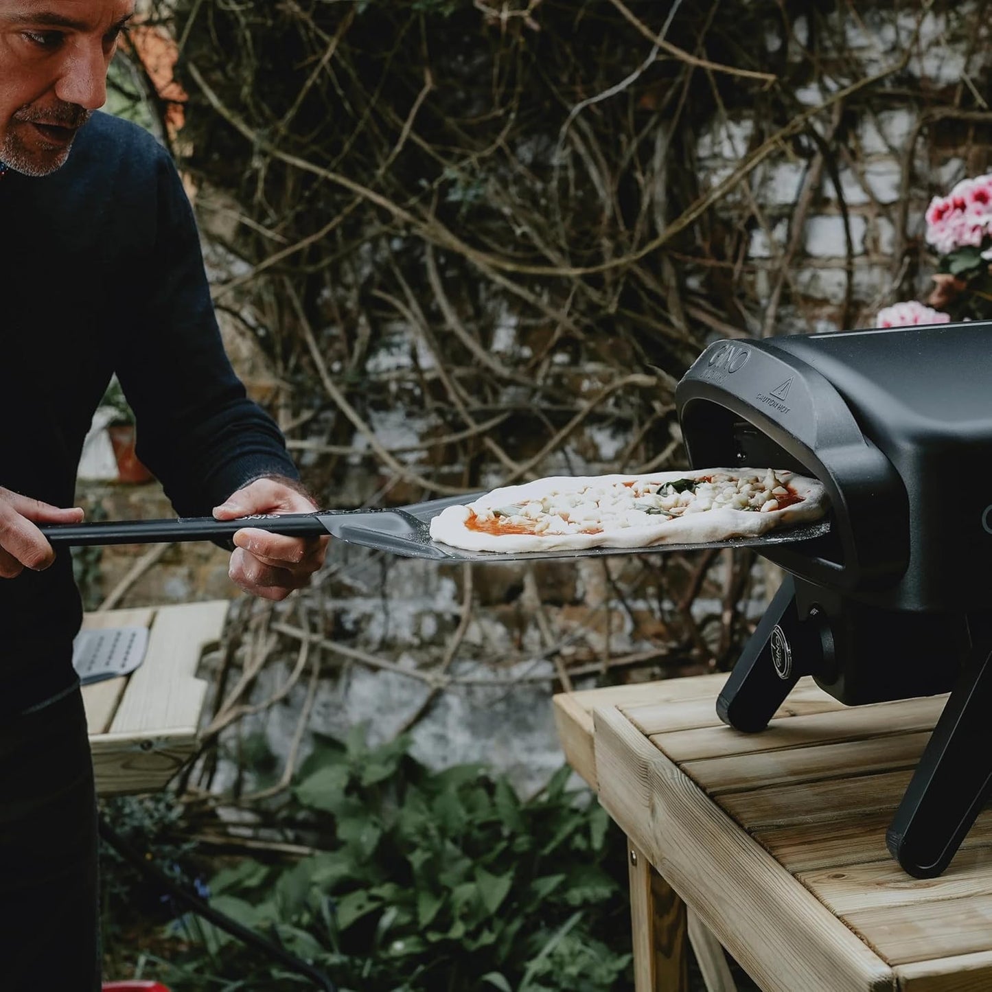 Gino D'Acampo 12" Perforated Pizza Peel: Effortlessly Slide, Rotate, and Retrieve Pizzas - Professional-Grade Perforated Pizza Paddle - Essential Tool for Perfect Homemade Pizzas