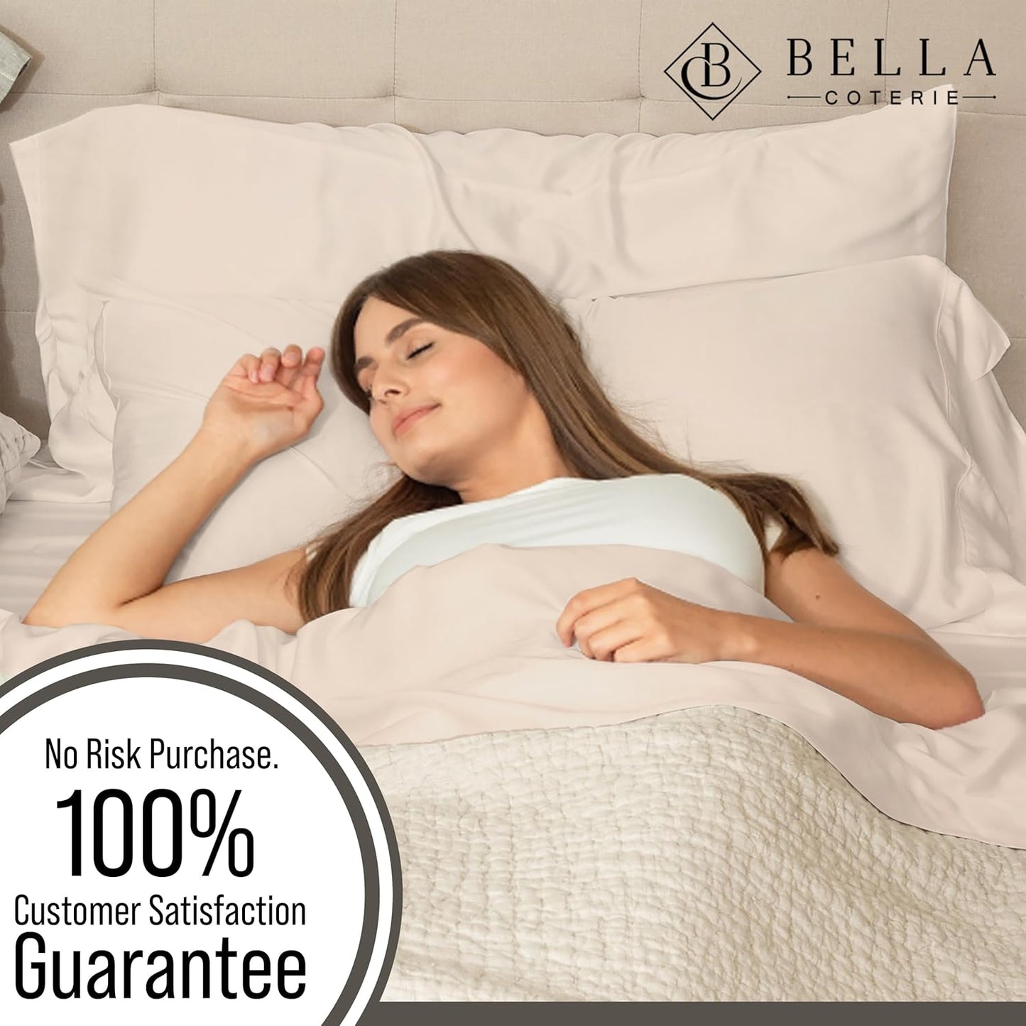 Bella Coterie Luxury Bamboo Viscose Twin Size Sheet Set | 100% Organically Grown | Ultra Soft | Cooling for Hot Sleepers | 18" Deep Pocket [Champagne]