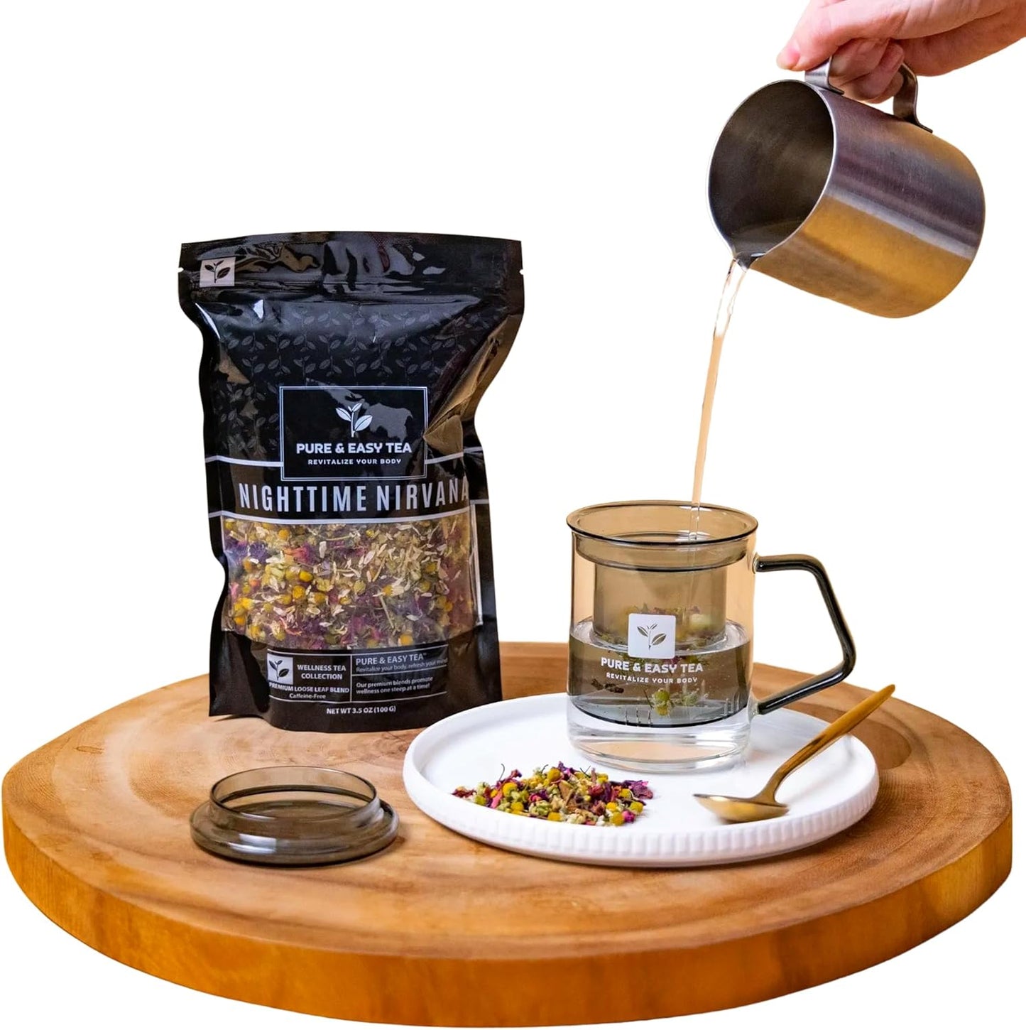 Glass Tea Infuser Mug with Lid - Modern Borosilicate Filter Steeping Cup, Plastic-Free, Purest Brew for Loose Leaf Lovers, 400 mL/13.5 oz