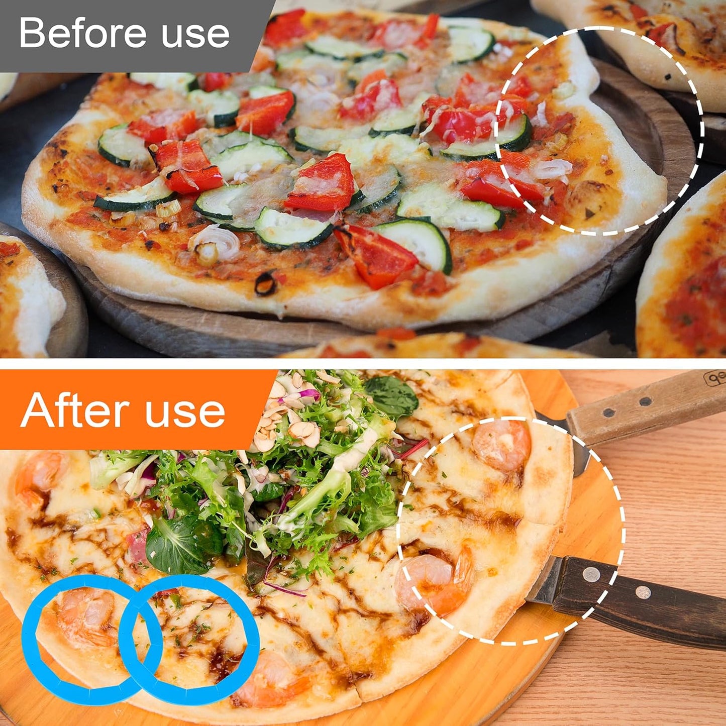 2 Pack Adjustable Pie Crust Shield Silicone Protectors - Bake Crust Protector Cover - Fit 8-11.4 Inch Pies (Blue)