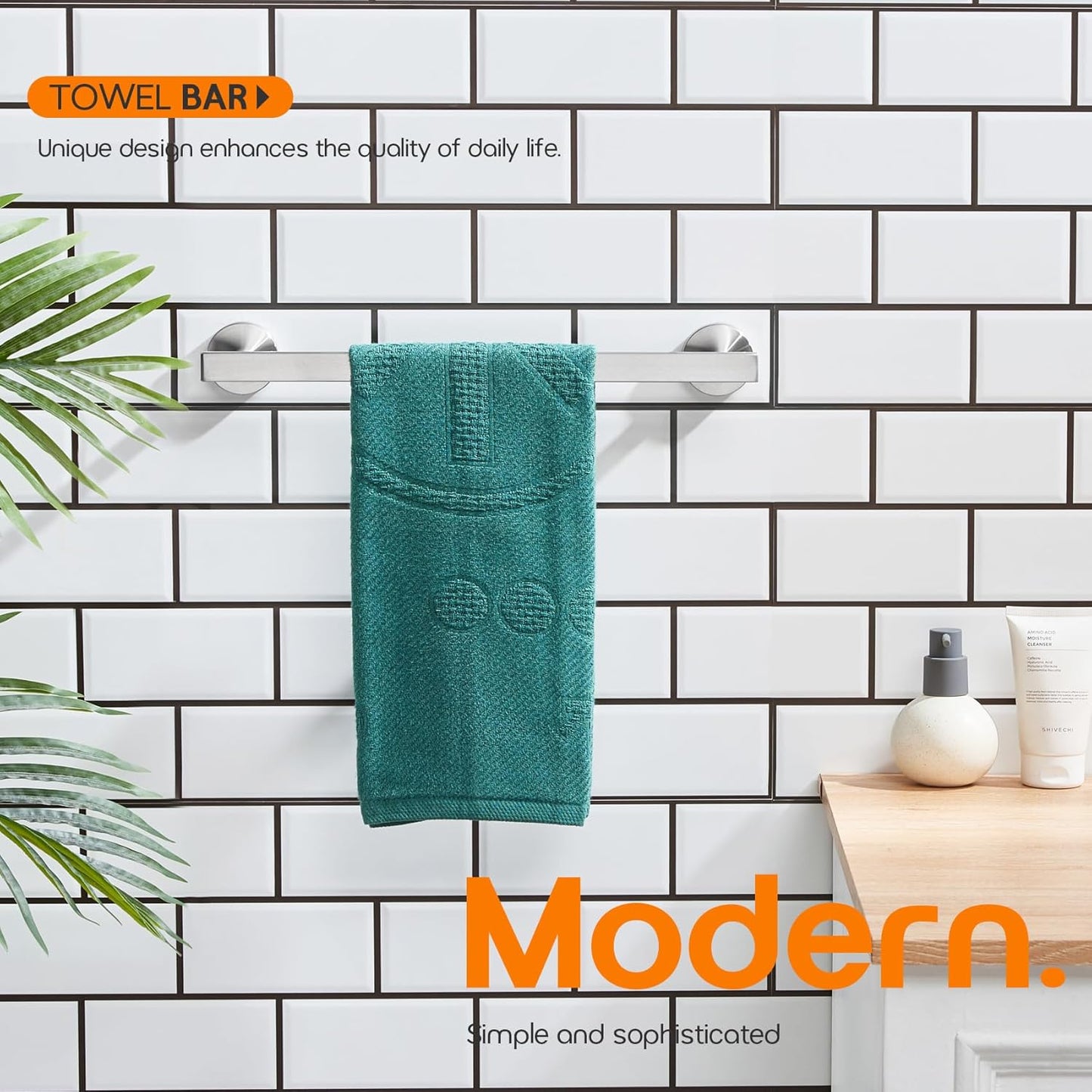 16 Inch Bathroom Towel Bar Bath Towel Rack Kitchen Towel Holder Towel Hanger Wall Mounted SUS304 Stainless Steel Brushed Nickel AN4001BR-L16