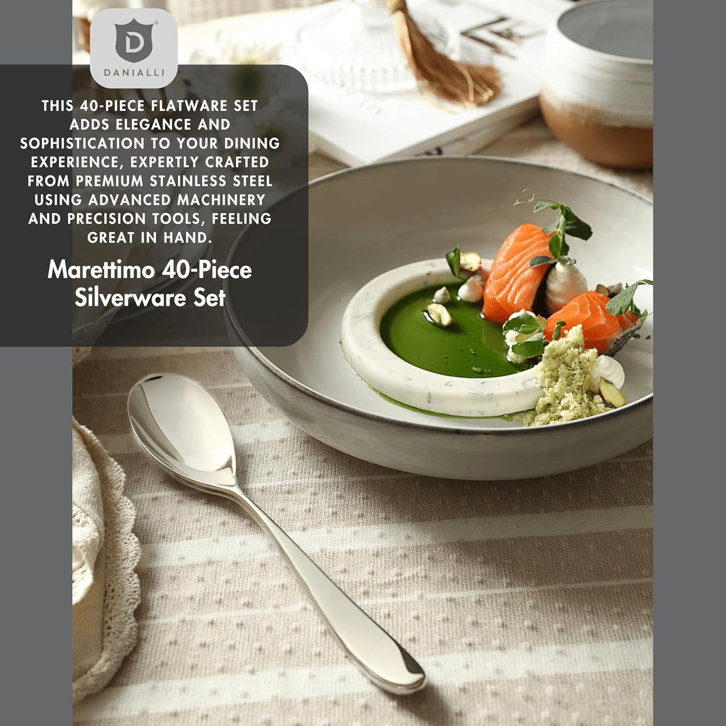 Silverware Set for 8 | 18/10 Stainless Steel Flatware Set | Mirror Finish, Heavy-Duty, Dishwasher Safe, Elegant & Durable, Built to Last (40-Piece, Marettimo)