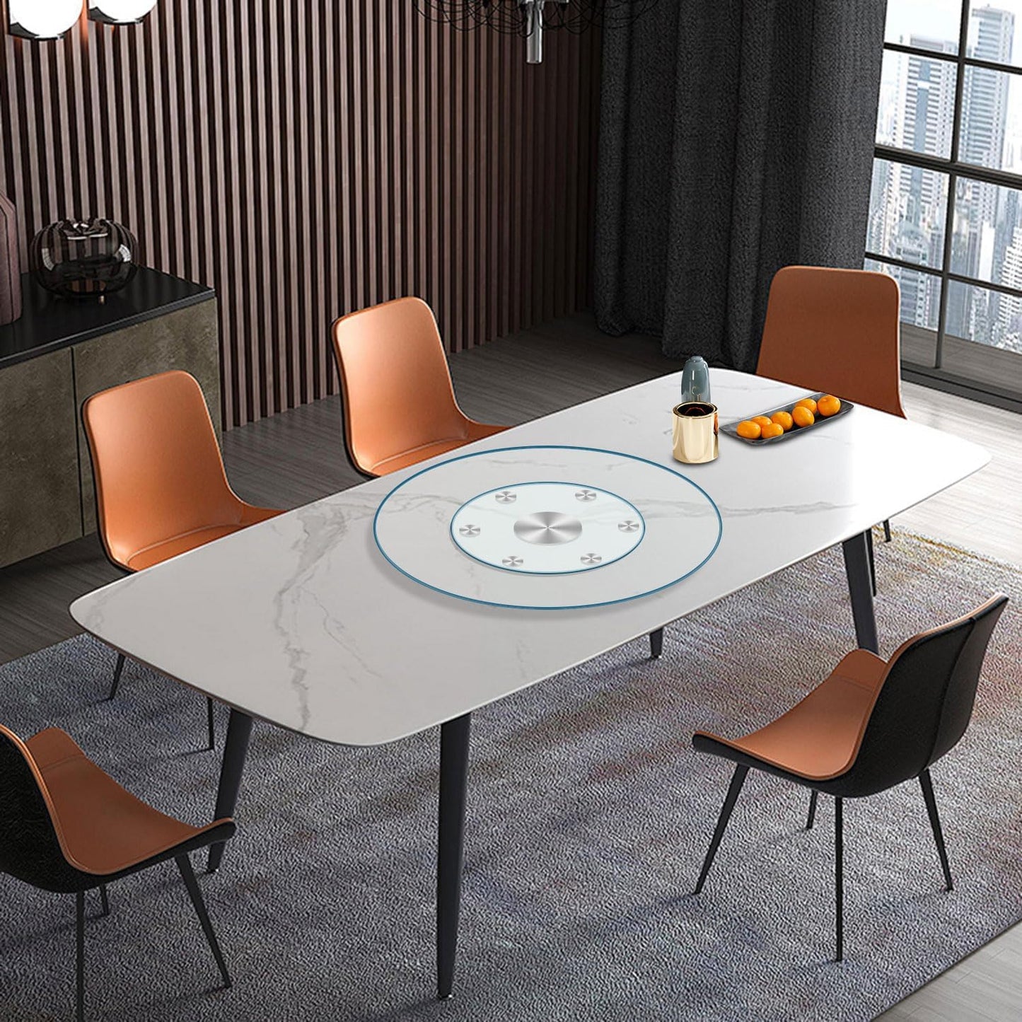 36" Heavy-Duty Lazy Susan Turntable - 1/3" Thick Extra-Thick Tempered Glass - Silent & Smooth Swivel for Large Dining Tables, Centerpiece