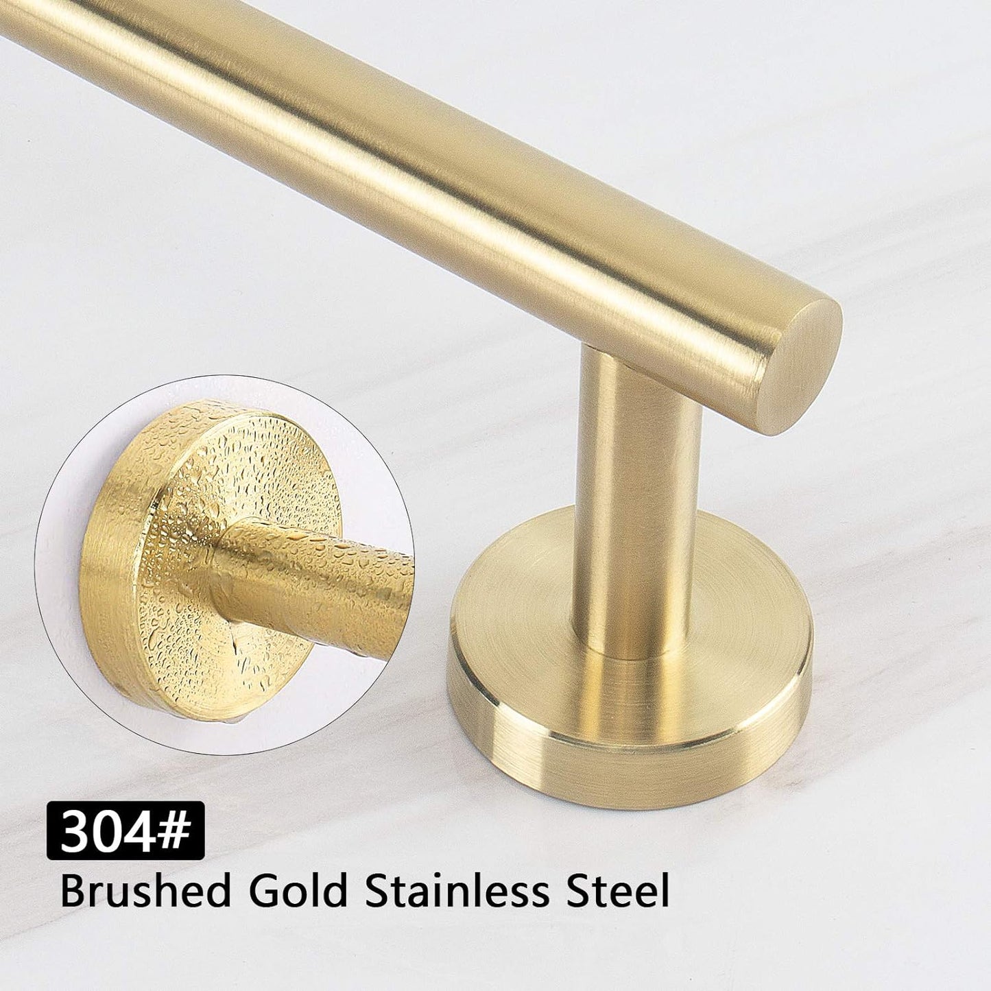 NearMoon Bath Towel Bar, Bath Accessories Thicken Stainless Steel Shower Towel Rack for Bathroom, Towel Holder Wall Mounted (1 Pack, Brushed Gold, 16 Inch)