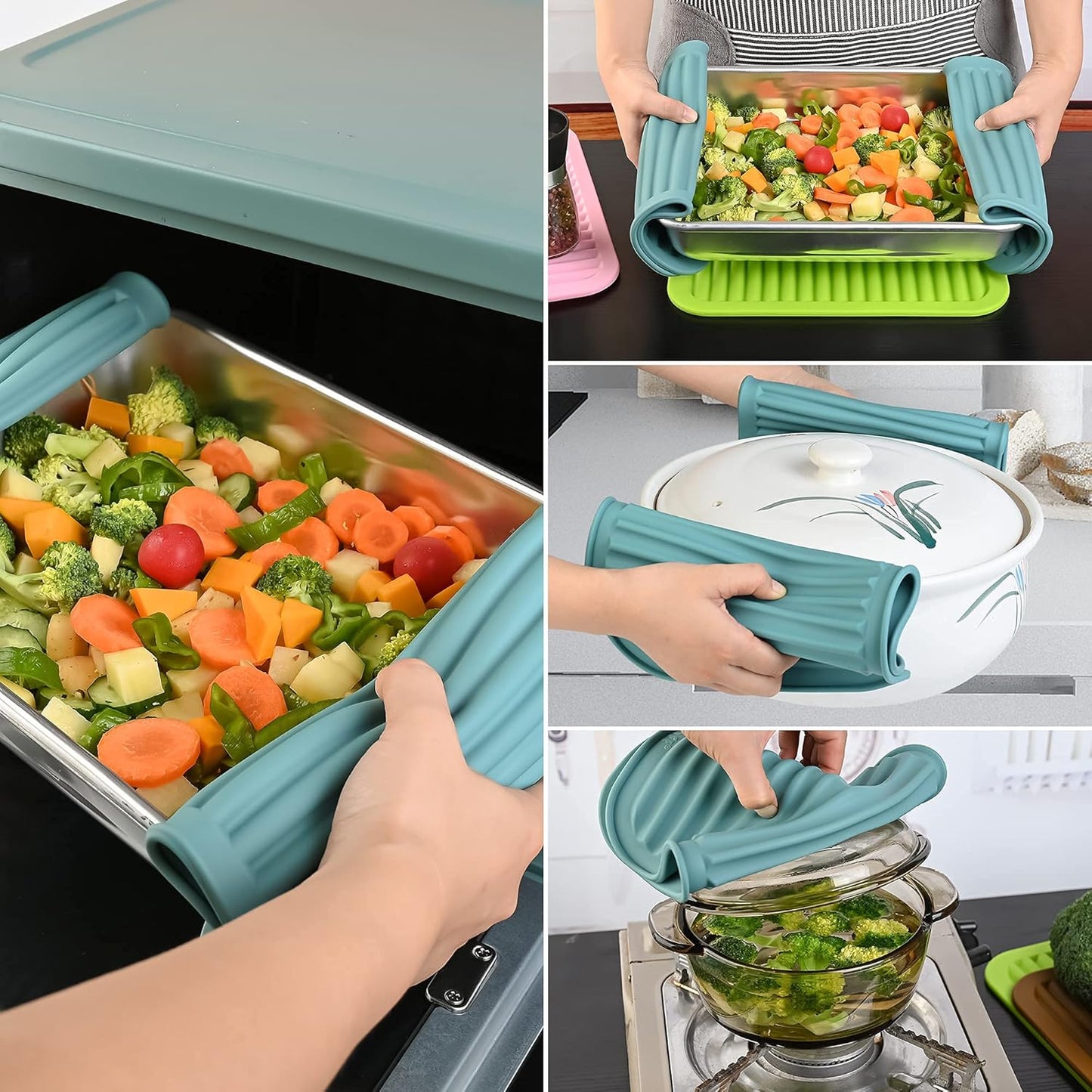 Smithcraft Silicone Trivet Set, 2 Pack, Food-grade, Heat Resistant, Multi-functional, Size: 9x12 Inch, Thickness: 0.27 Inch, Color: Red, Shape: Rectangular