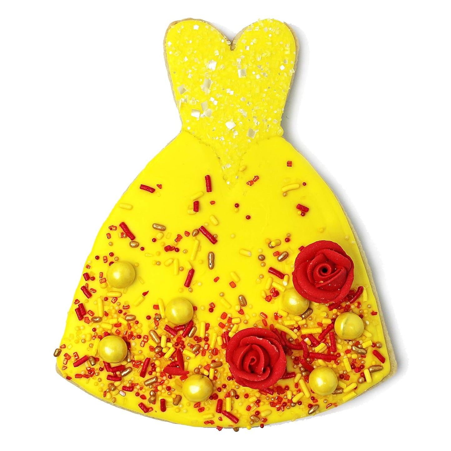 Sprinkle Pop Bell Of The Ball Princess Sprinkle Mix| Yellow Sprinkles with Red, Gold Pops & ~6 Red Roses Royal Icing| Birthday Sprinkles Made in USA for Decorating Cakes Cupcakes Cookies Donuts, 2oz