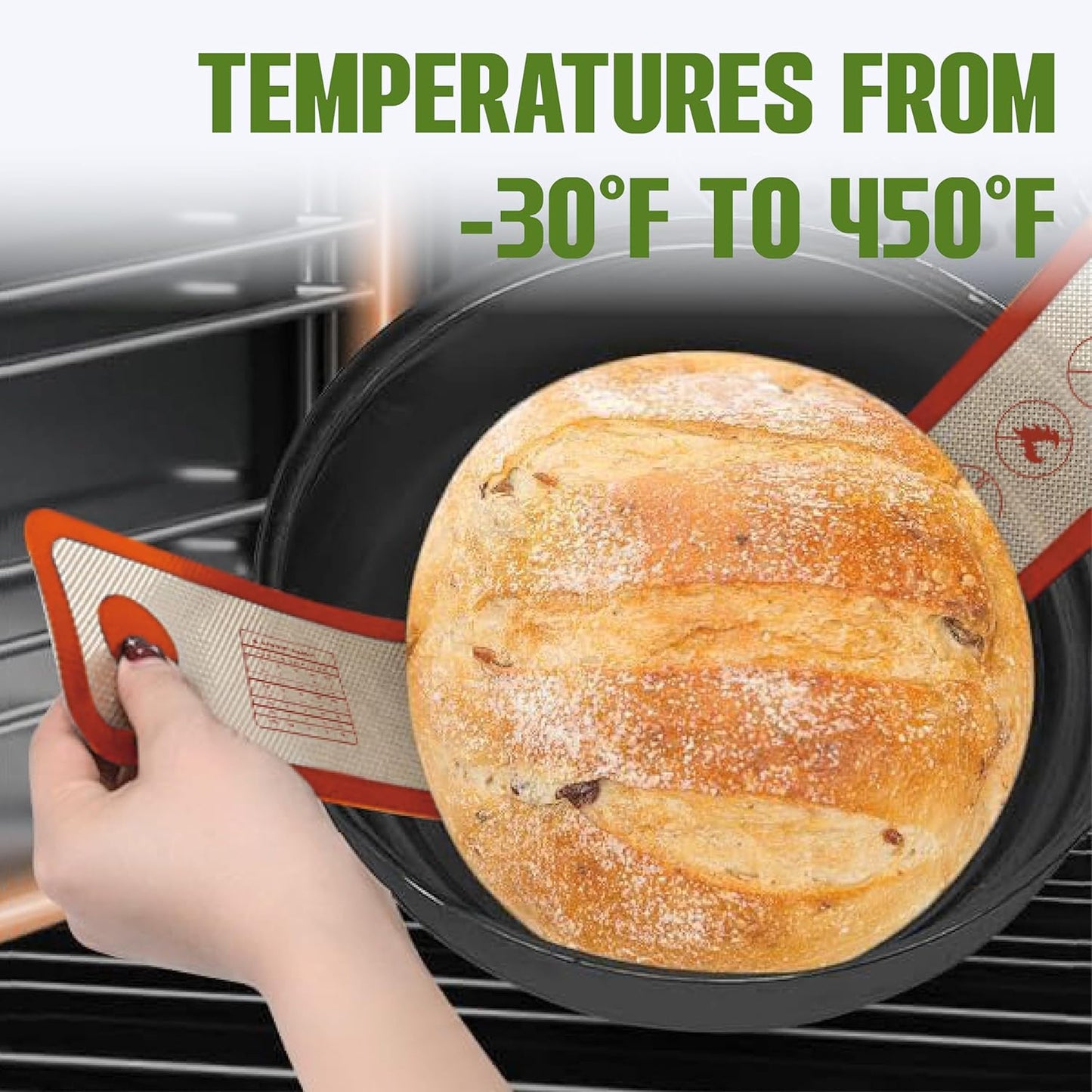 Silicone Bread Sling for Dutch Oven, 2 PCS Non-Stick & Reusable Bread Matt for Sourdough, Food Safe Silicone Slings for Bread Baking with Long Handles, Easy and Stable to Transfer Bread Mat-Orange