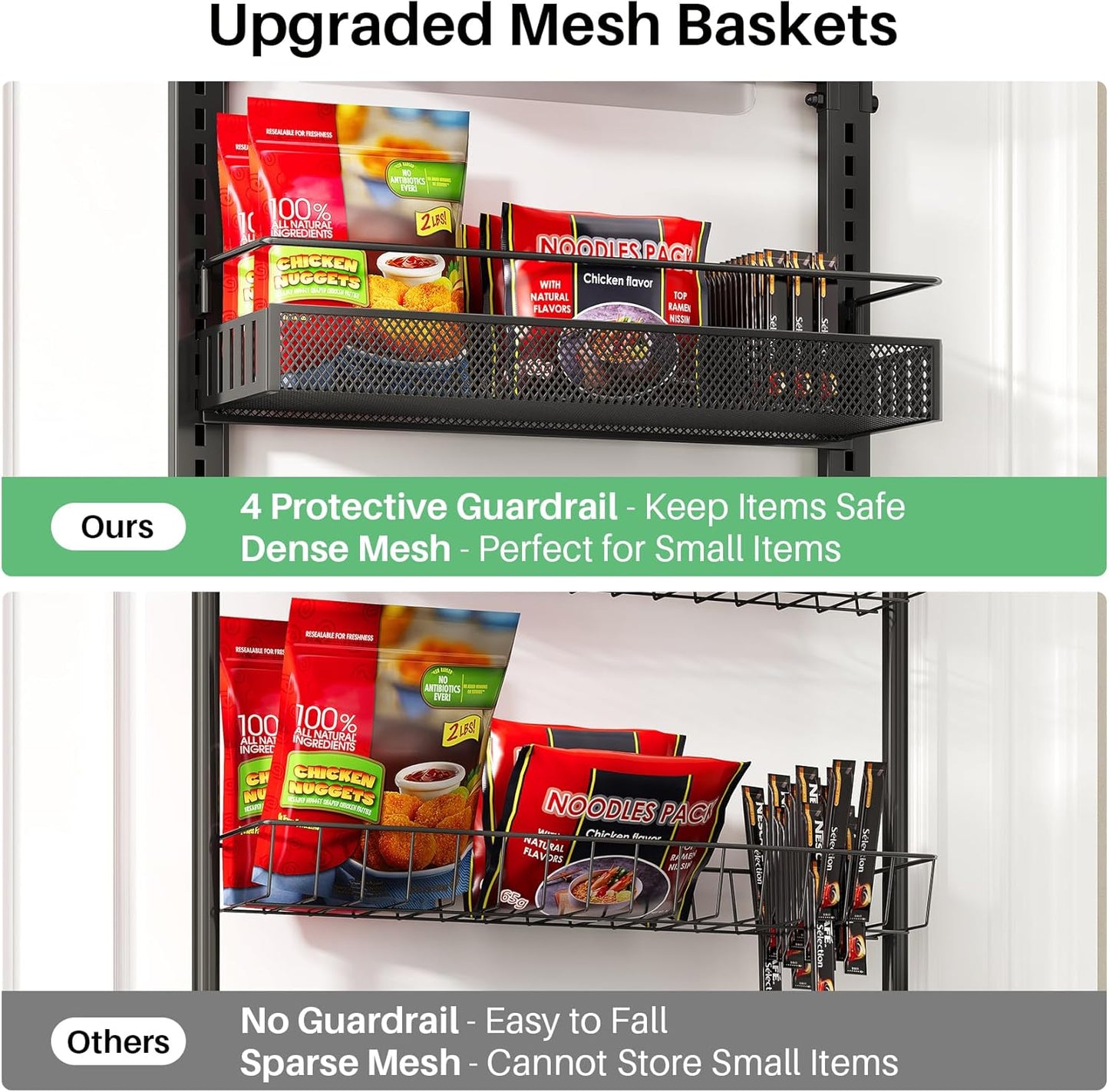 Over the Door Pantry Organizer - 8 Tier Adjustable Hanging Door Spice Rack, Large Capacity for Kitchen Pantry Storage (Black)