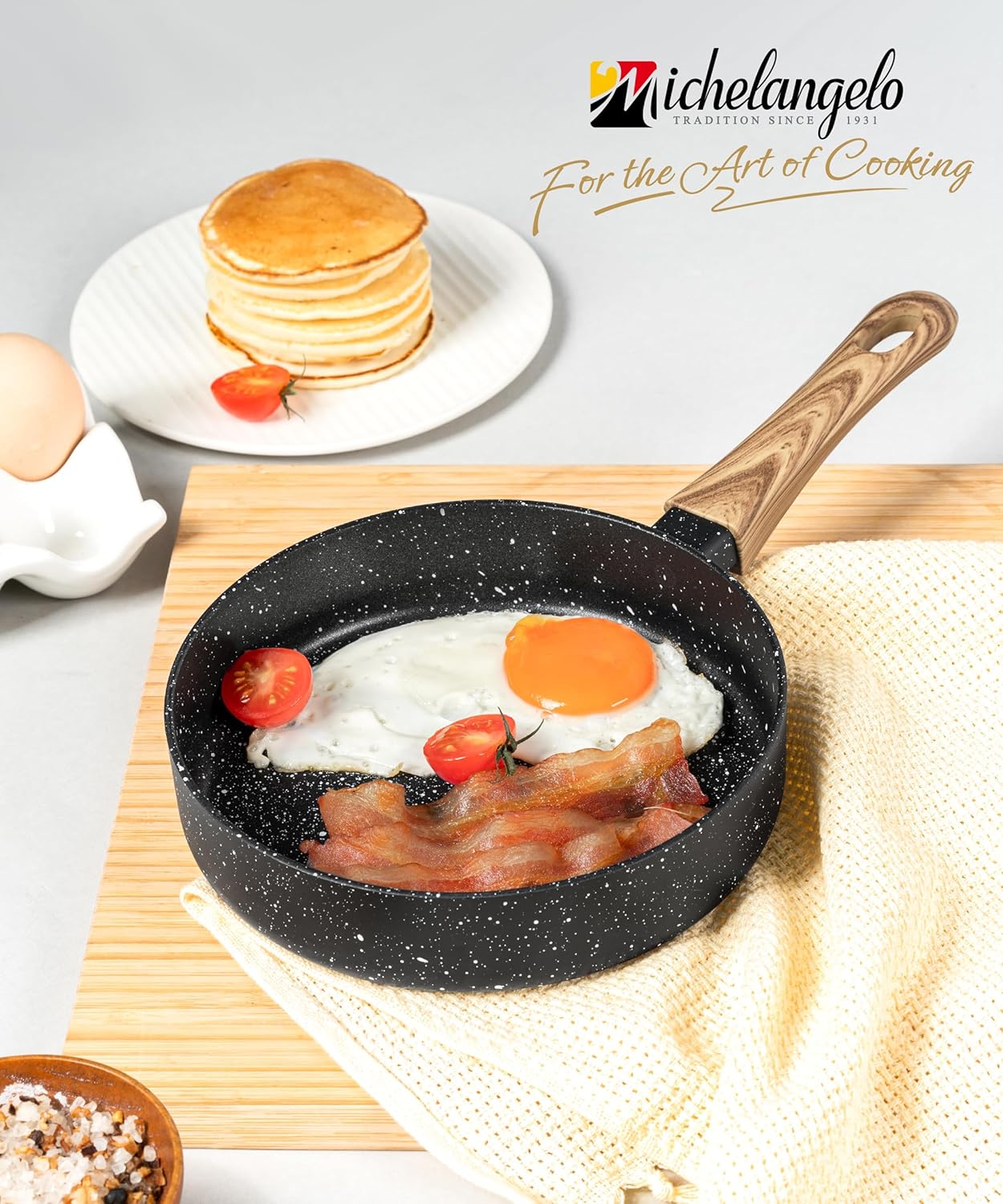 MICHELANGELO Small Frying Pan Nonstick - 6 Inch Single Egg Frying Pan, Mini Skillet with Stay-Cool Handle, Non-Toxic Omelette Pan, Black