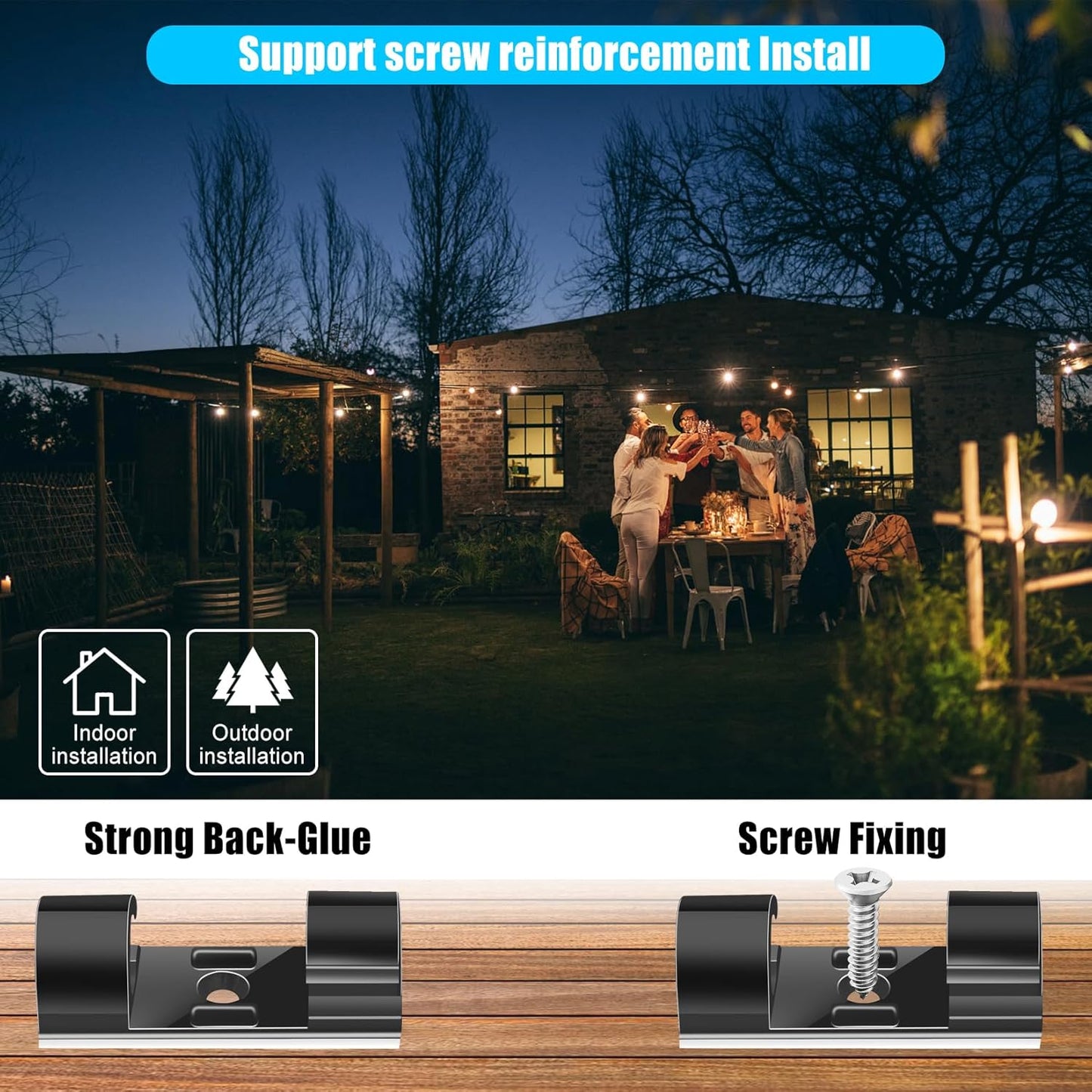 XHF 50pcs Medium Self Adhesive Cable Clips Black,Wire Clips Cable Management Wire Organizer Cord Holder for Under Desk, Car, Wall, TV PC Ethernet Cable