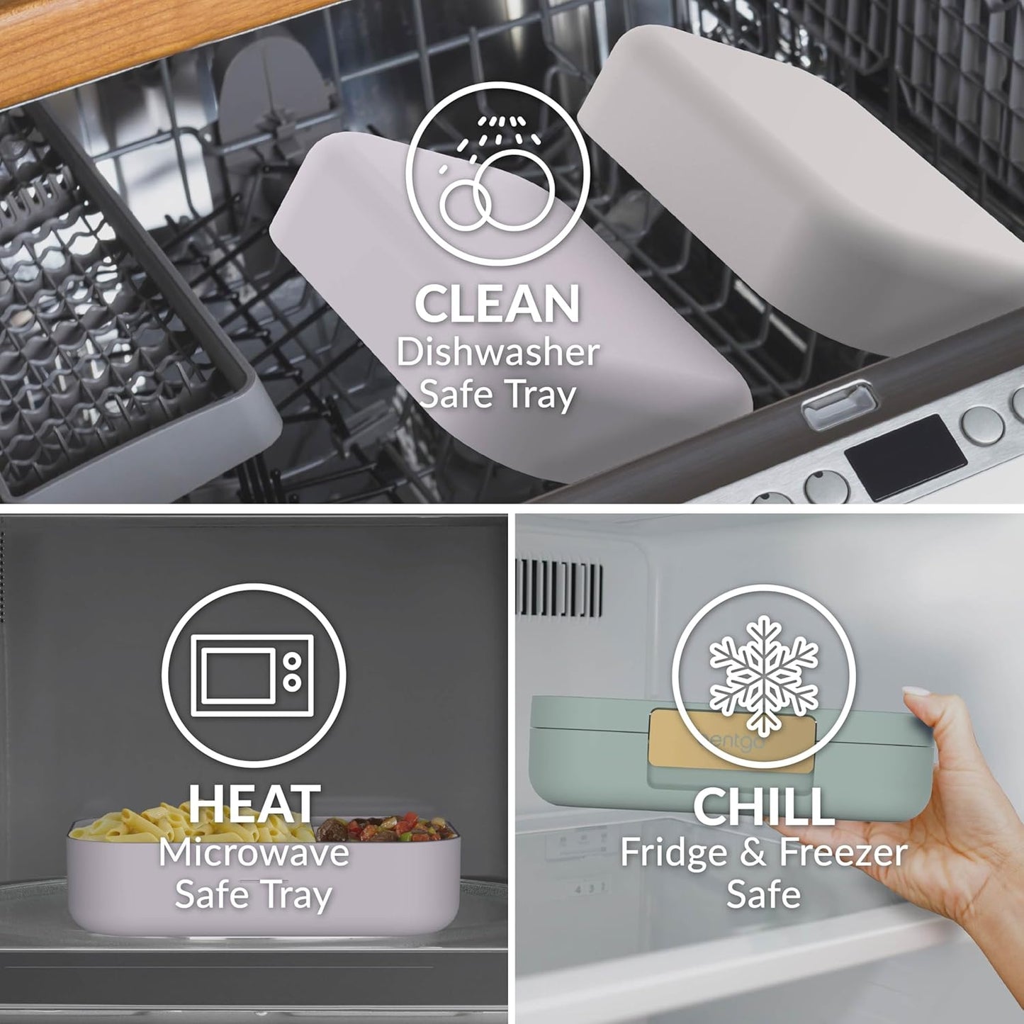 Bentgo Modern - Adult & Teen Bento Lunch Box; 3-4 Compartments, Leak-Resistant, 5.5 Cup Capacity/44 fl oz, Improved Locking Clips, Reusable, BPA-Free, Dishwasher/Microwave Safe Tray (White)