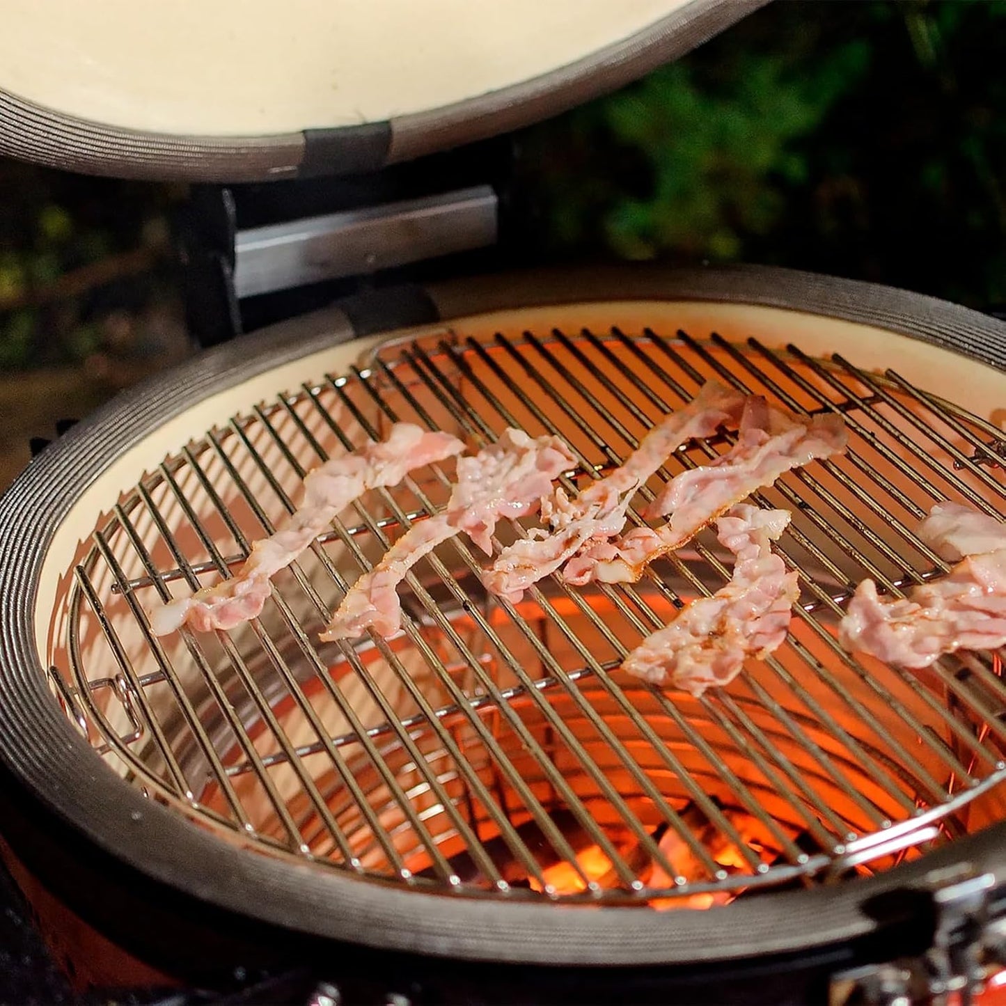 18 inch Stainless Steel Half-Moon Cooking Grate for Kamado Joe Classic Joe Series, Large Big Green Egg, and Other Round 18-inch Charcoal Grills