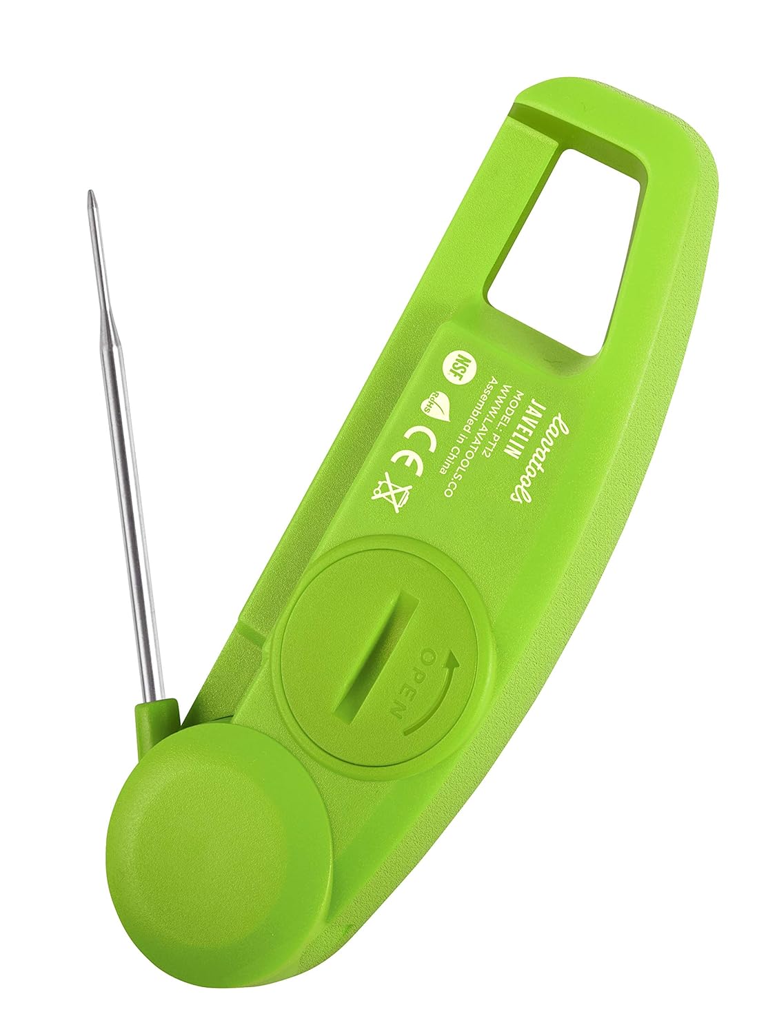 Lavatools Javelin® Ultra-Fast 3-Second Digital Instant Read Meat Thermometer for Grill and Cooking, 2.75" Probe, Compact Foldable Design, Large Display, IP65 Water Resistant, NSF Certified – Wasabi