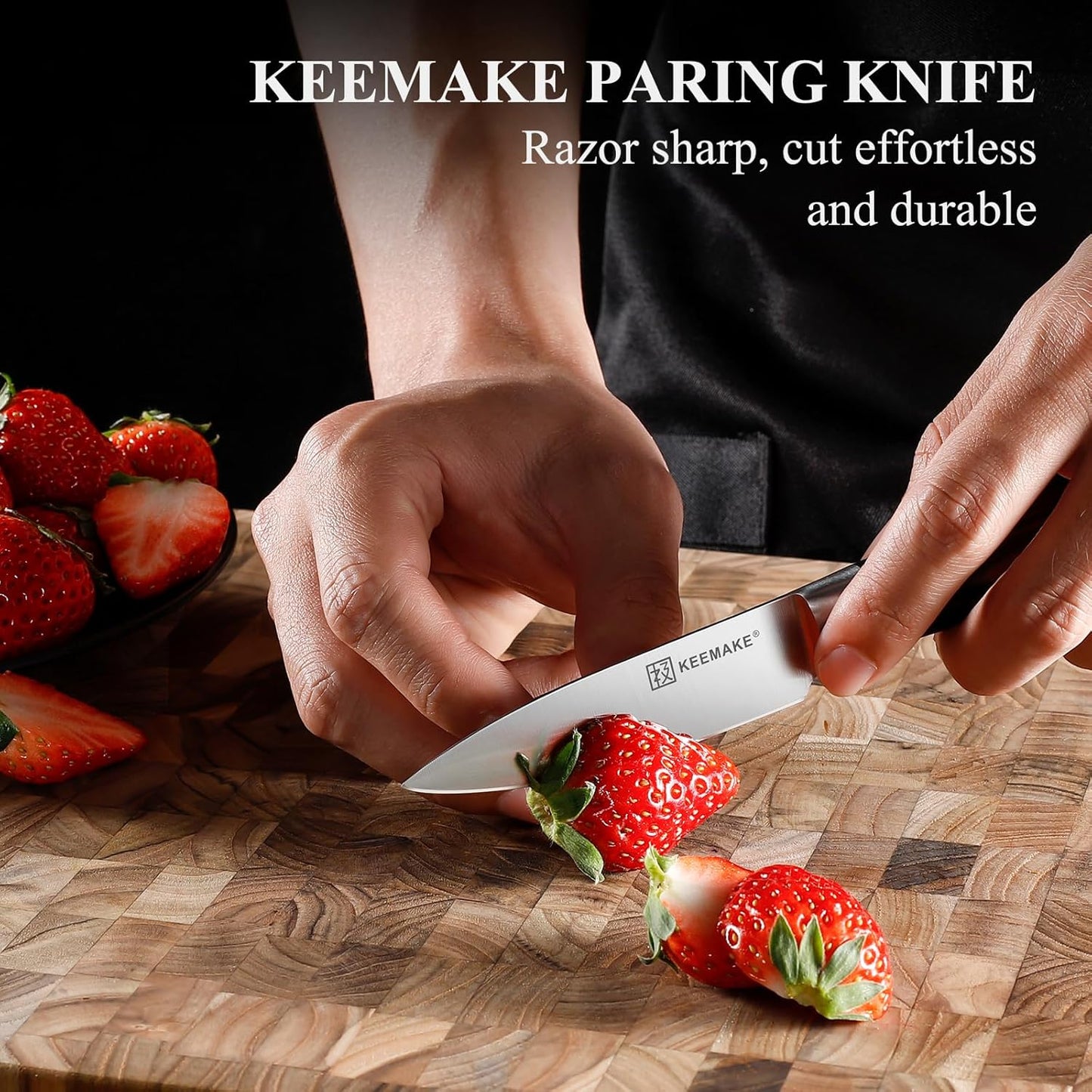 KEEMAKE 3.5 inch Paring Knife 3.5 Inch, Fruit Knife German High Carbon Stainless Steel Blade, Pakkawood Handle Small Kitchen Knife with Gift Box