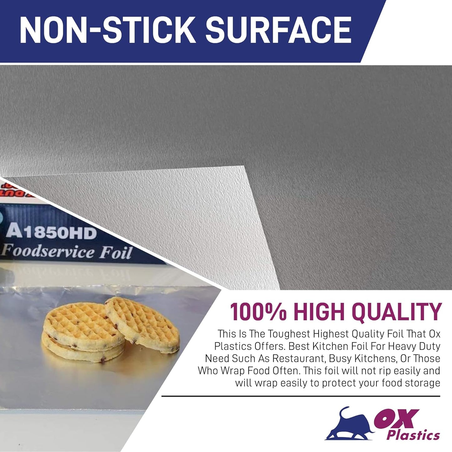 Aluminum Foil Roll 18"x 500 feet (1 Pack) - Aluminum Foil Heavy-Duty, Commercial Grade for Food Service Industry - Silver Foil for Cooking & Roasting