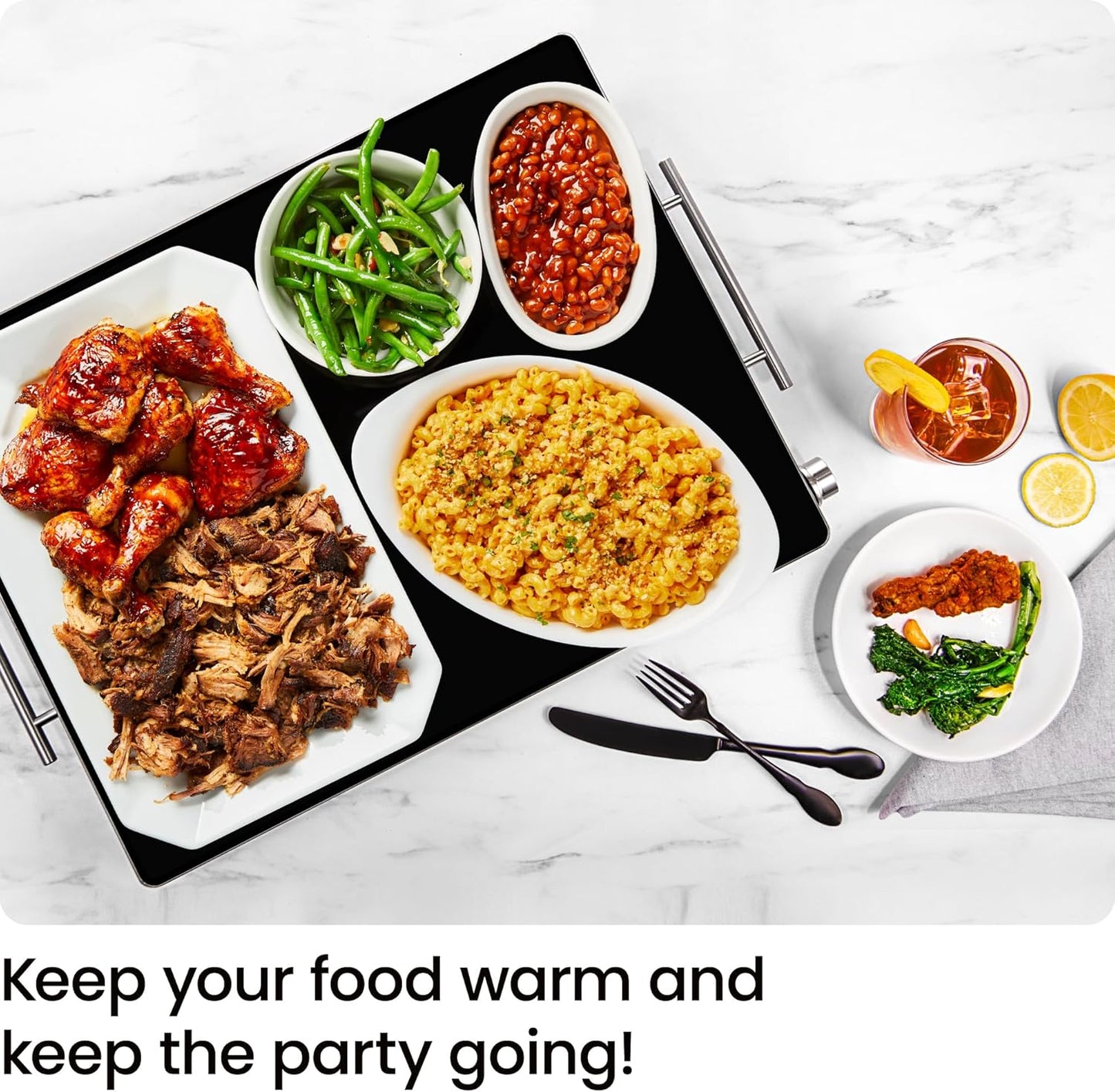 Chefman Electric Warming Tray with Adjustable Temperature Control, Perfect For Buffets, Restaurants, Parties, Events, and Home Dinners, Glass Top Extra Large 21” x 16” Surface Keeps Food Hot – Black