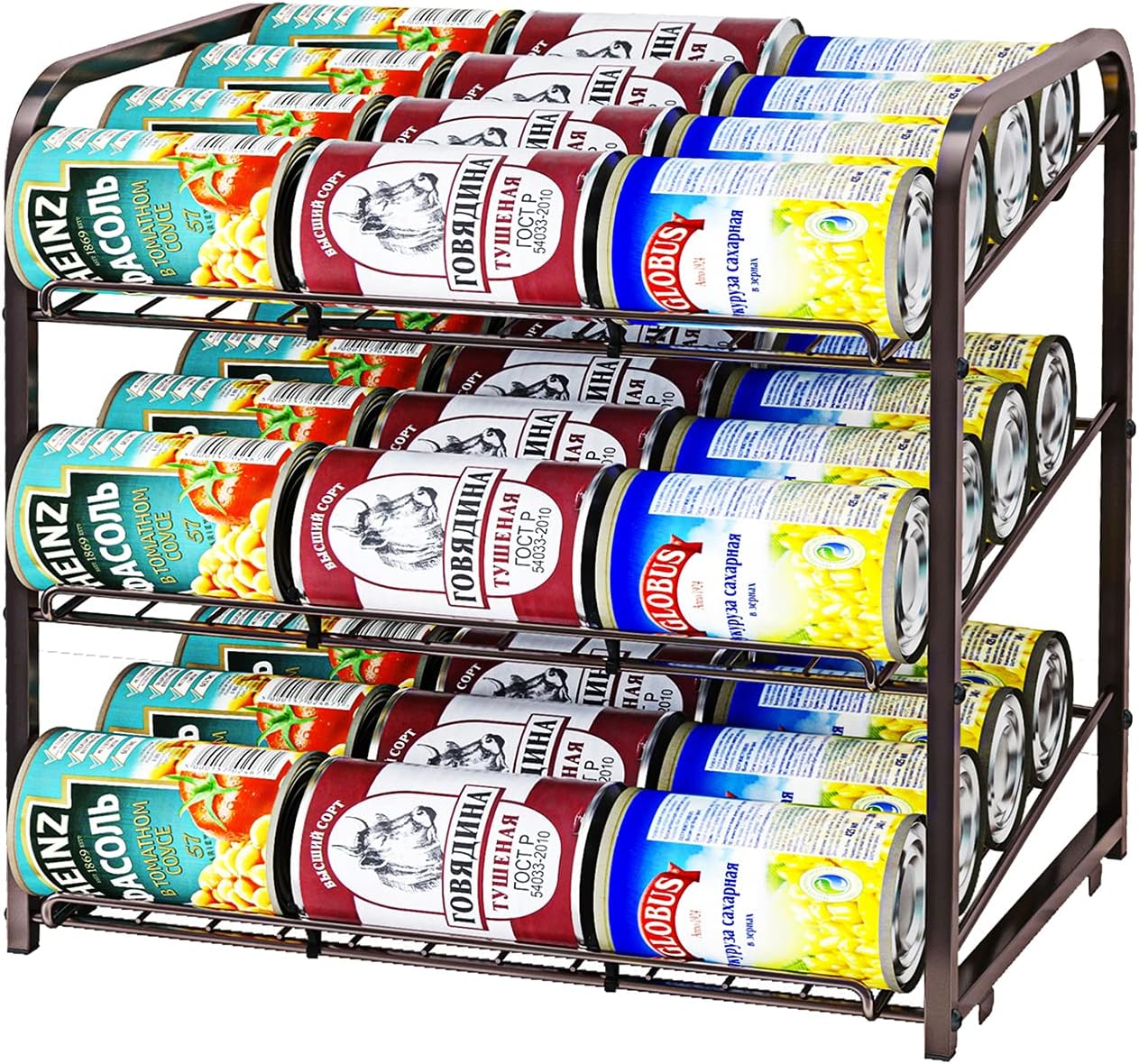 AIYAKA 3 Tier Stackable Can Rack Organizer,for food storage,kitchen cabinets or countertops,Storage for 36 cans,Bronze