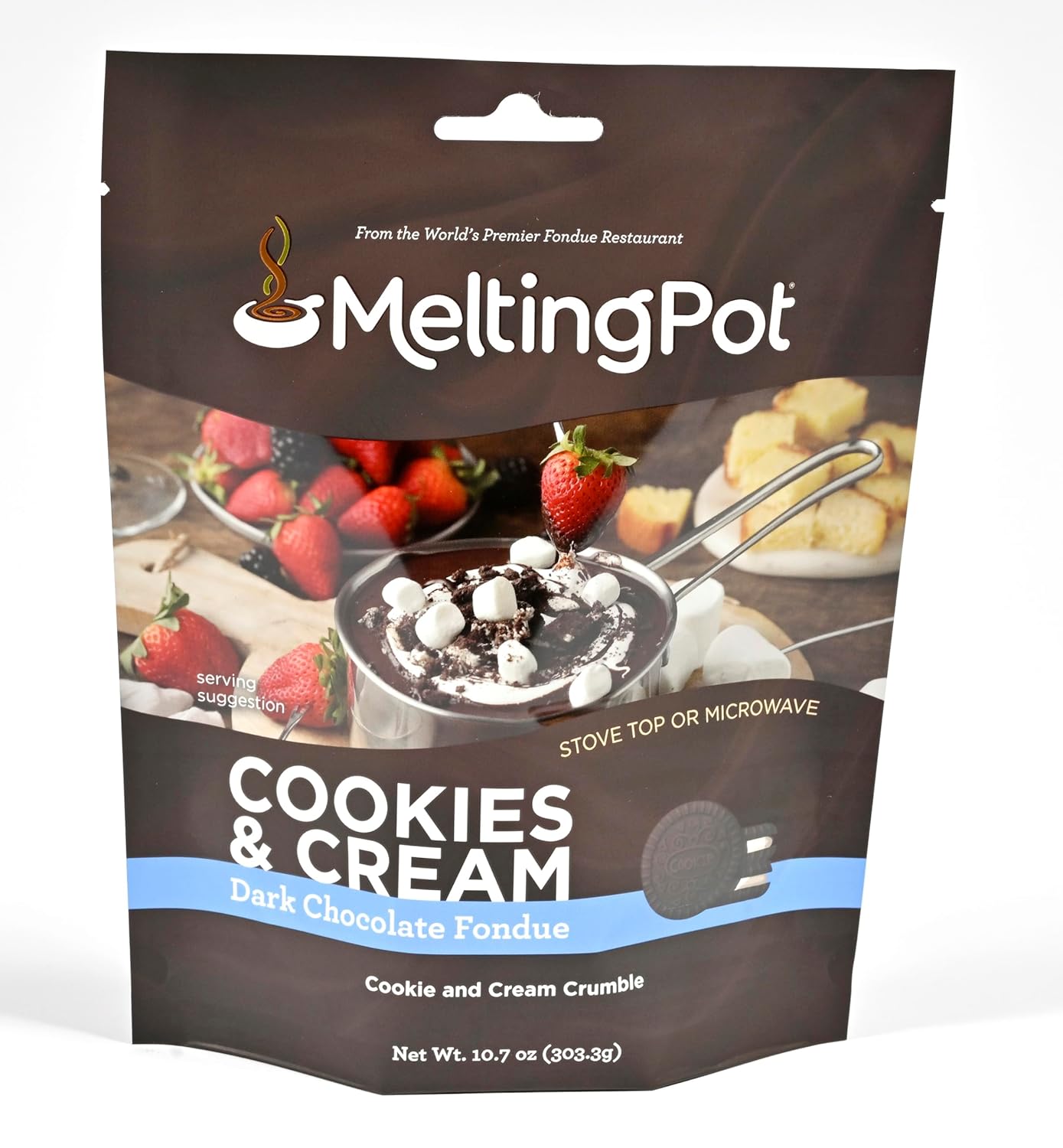 Melting Pot Chocolate Fondue; Mini Chocolate Wafers For Melting, Cookies & Cream Dark Chocolate Flavor, Pack of 3, 9.75oz Bags