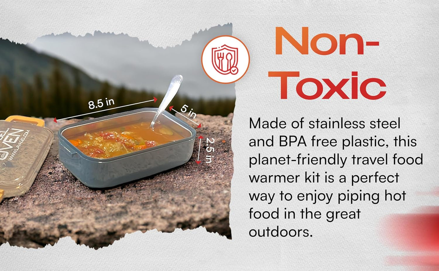 Flameless Portable Oven Kit – No-Fire Food Warmer for Camping, Hiking, Survival & Emergency | Includes 3 Single-Use Heat Pads + Drawstring Travel Bag