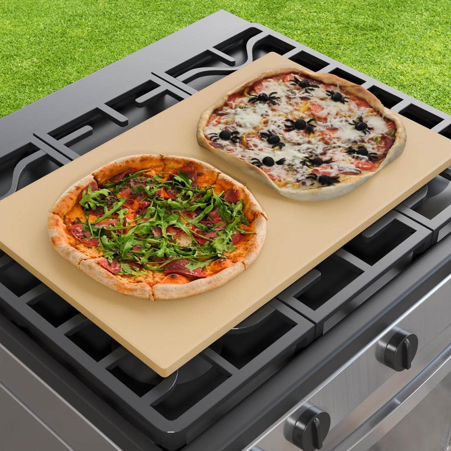 Extra Large Pizza Stone 22 Inch, Rectangular Pizza Grilling/Baking Stone 22" x 14", Industrial Commercial Oven Stone, Ideal for Grilling Baking Several Pizzas Bread - Includes Scaper