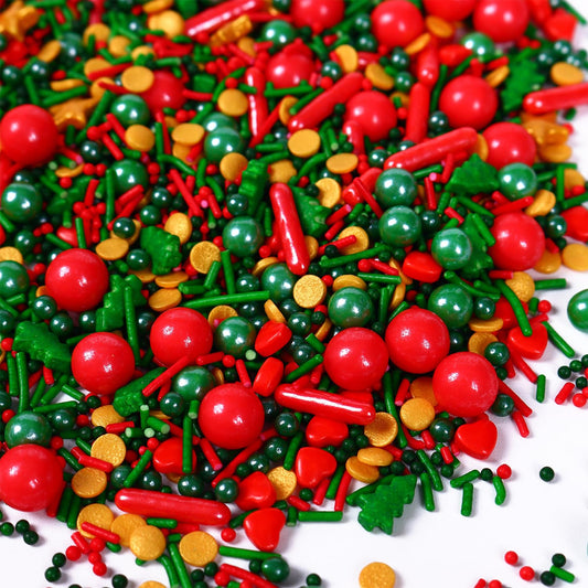 Christmas Sprinkles for Cookies, Red and Green Sprinkles With Green Tree & Gold Star, Perfect for Christmas Dessert Party 4.23 Ounce