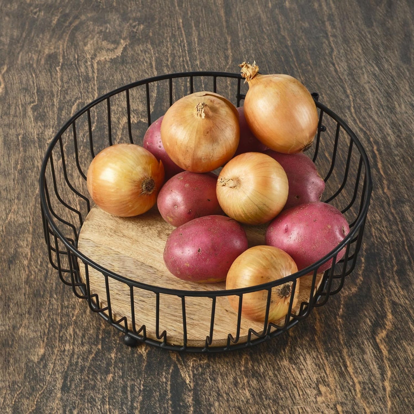 Gourmet Basics by Mikasa Savannah Fruit Storage Basket with Removable Banana Hook, 12 x 12 x 16 Inch