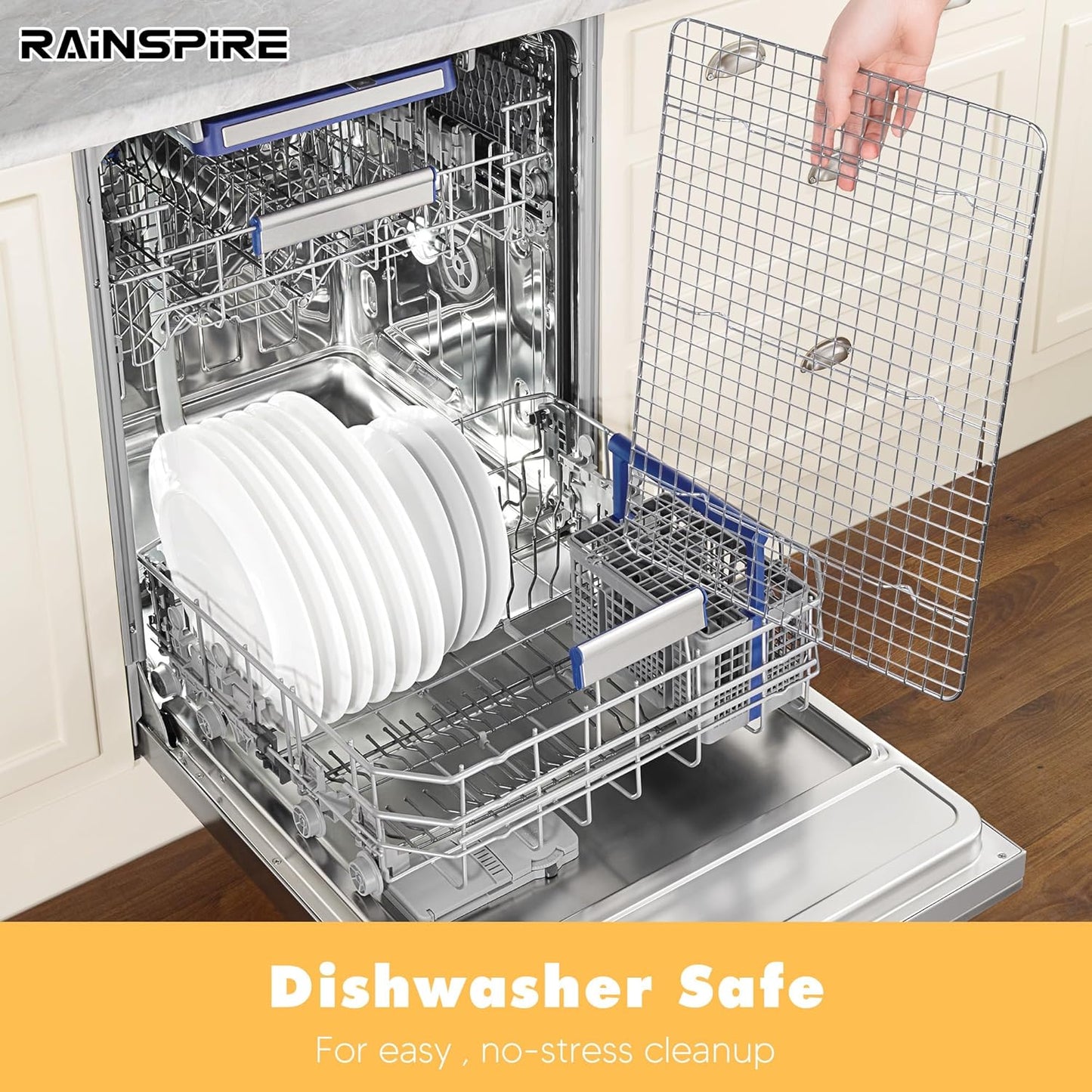 Rainspire Cooling Rack Stainless Steel, Heavy Duty Cooling Racks for Cooking and Baking, Oven Safe Wire Rack for Cooking, Baking Rack for Oven Cooking Fits Half Sheet Cookie Pan, 12" x 17", 2-Pack