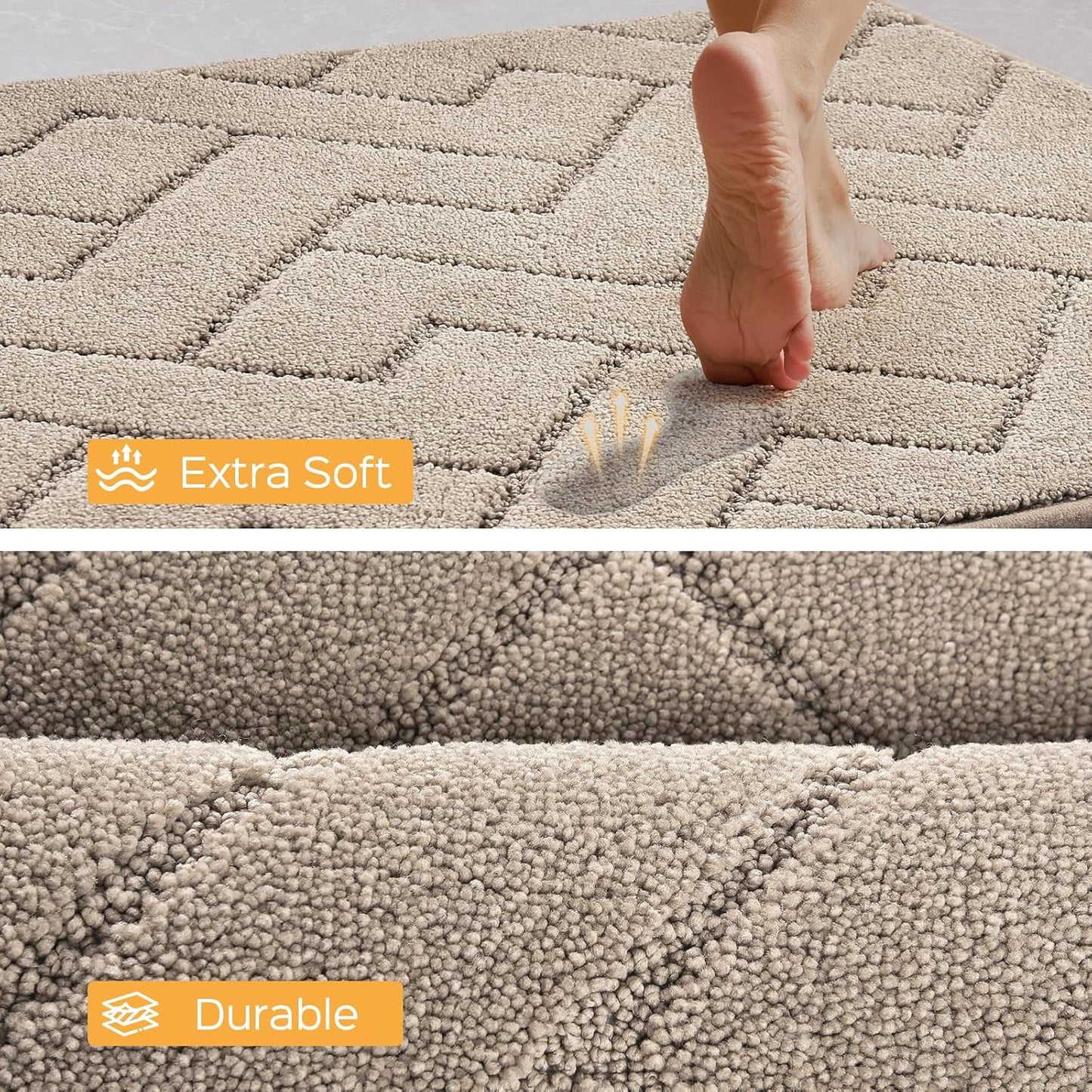 Machine Washable Kitchen Rugs 24" x 84", Non-Slip Kitchen Runner Rugs Mats for Floor, Absorbent Comfort Standing Mats for Kitchen, Sink, Laundry and Hallway, Rolled Packaging, Taupe