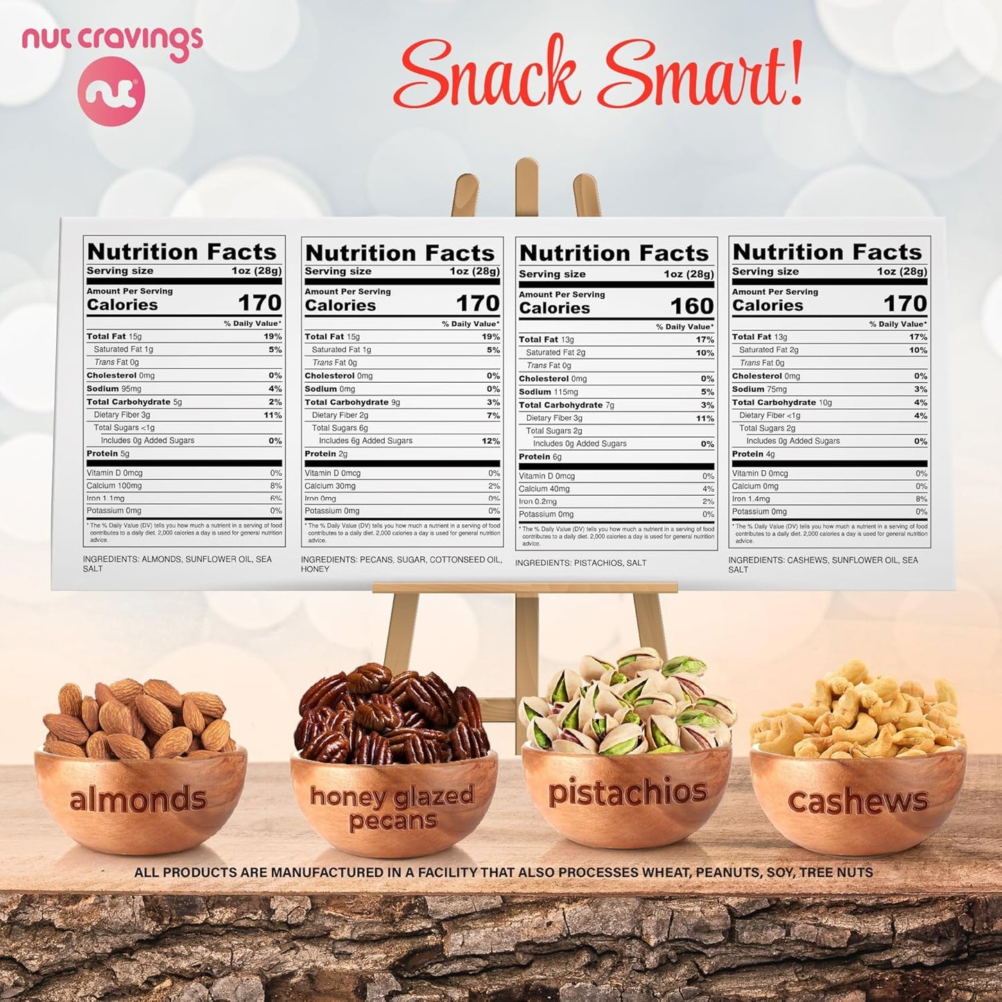 NUT CRAVINGS - Mixed Nuts Heart Shaped Gift Basket, Love in A Box (4 Assortments) Romantic Food Arrangement, Healthy Snack Care Package, Food Assortments