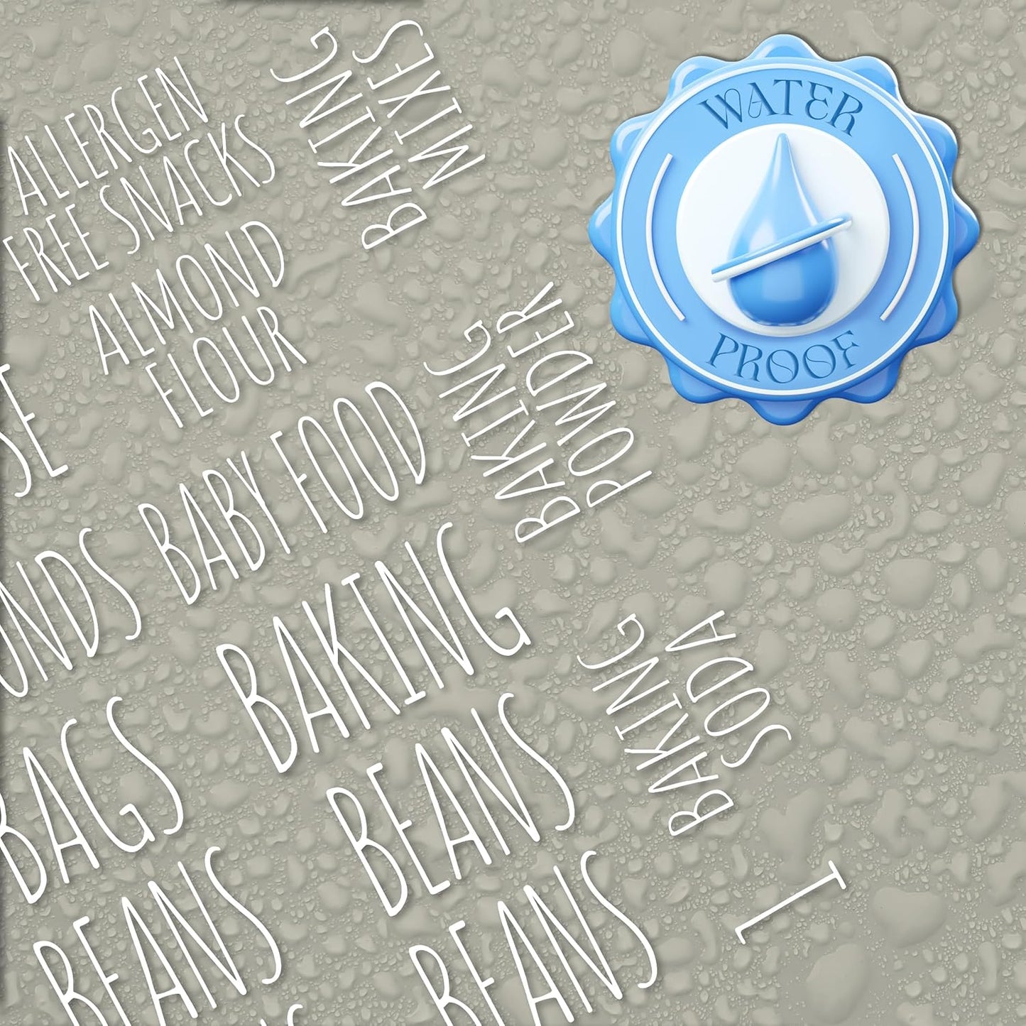 Hygge & Sage Pantry Labels for Containers Preprinted - 180 Waterproof Labels, Durable, Removable Kitchen Stickers, Clear with White Print. Perfect for use on Basket Labels, Pantry, and Refrigerator.