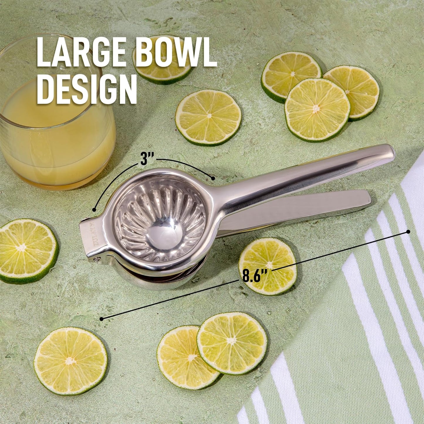 Lemon Squeezer Stainless Steel with Premium Quality Heavy Duty Solid Metal Squeezer Bowl - Large Manual Citrus Press Juicer and Lime Squeezer Stainless Steel - by Zulay Kitchen