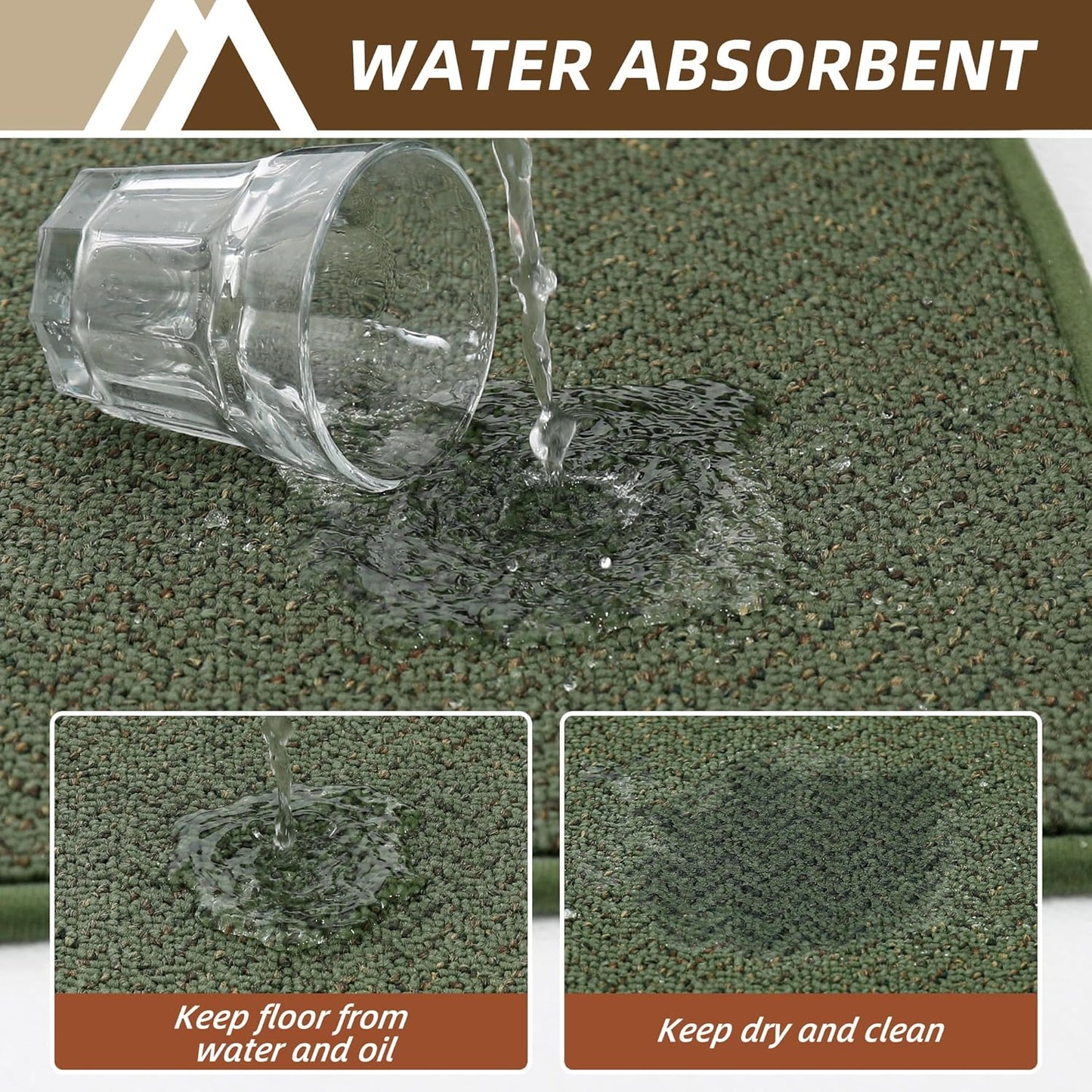 COSY HOMEER Kitchen Rugs and Mats 2PCS Non Slip Kitchen Mats for Floor Washable Stain Resistant Kitchen Runner Rug Sets Absorbent Kitchen Floor Mat 20"x32"+20"x48",Green