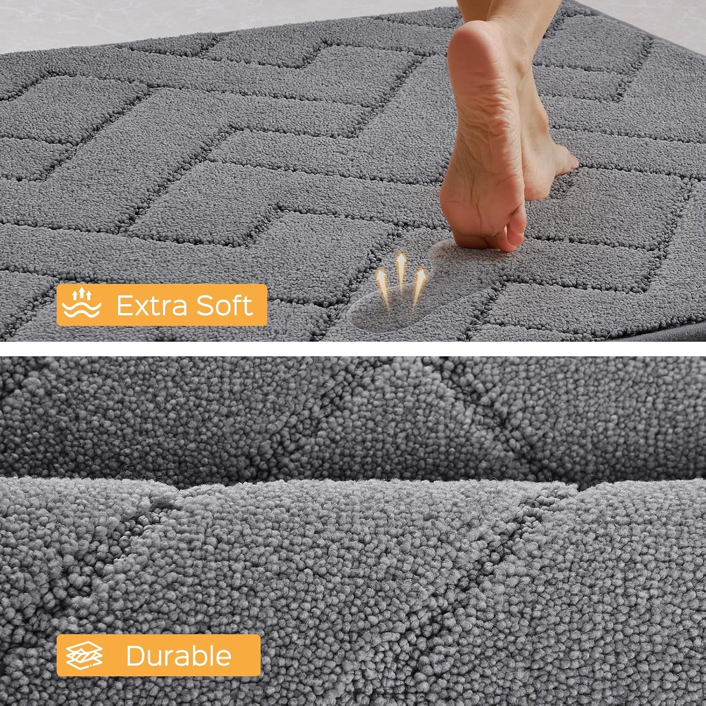 Machine Washable Kitchen Rugs 24" x 84", Non-Slip Kitchen Runner Rugs Mats for Floor, Absorbent Comfort Standing Mats for Kitchen, Sink, Laundry and Hallway, Rolled Packaging, Grey