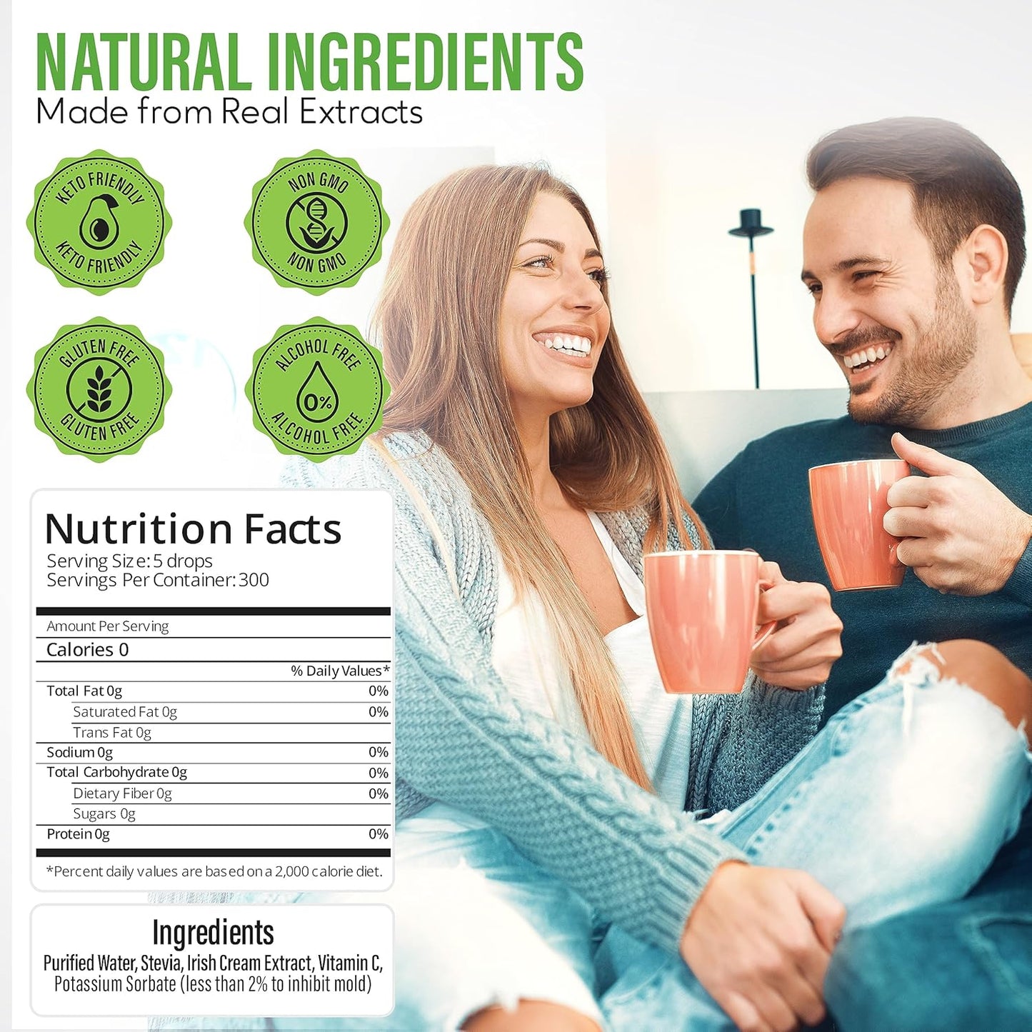 Stevia Select Irish Cream Flavored Liquid Stevia – Zero Calorie Coffee, Tea, Drink & Baking Sweetener, All-Natural, No Erythritol, Keto-Friendly Sugar Alternative, 300 Servings – 2 Oz (1 Pack)