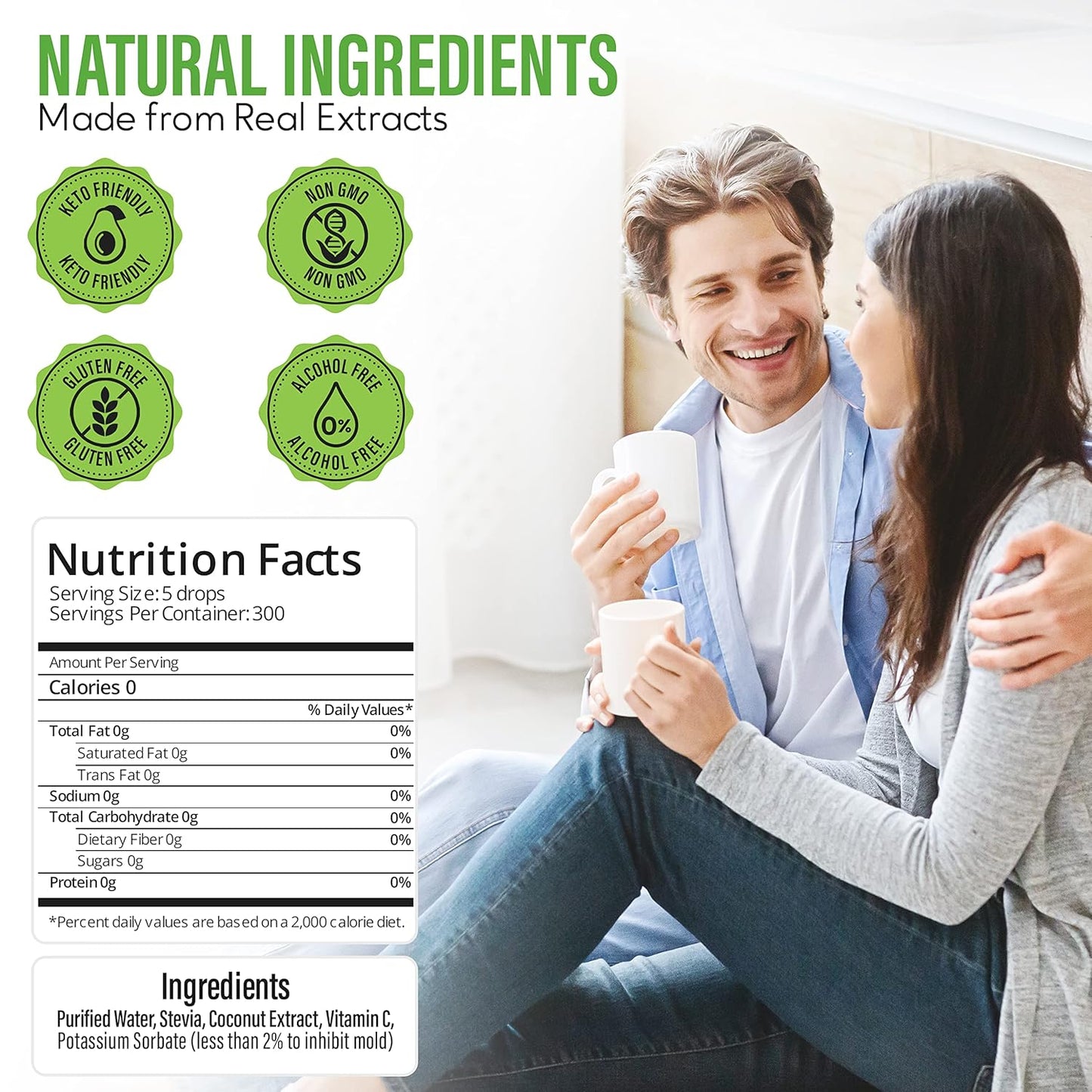 Stevia Select Coconut Flavored Liquid Stevia – Zero Calorie Coffee, Tea, Drink & Baking Sweetener, All-Natural, No Erythritol, Keto-Friendly Sugar Alternative, 300 Servings – 2 Oz (1 Pack)