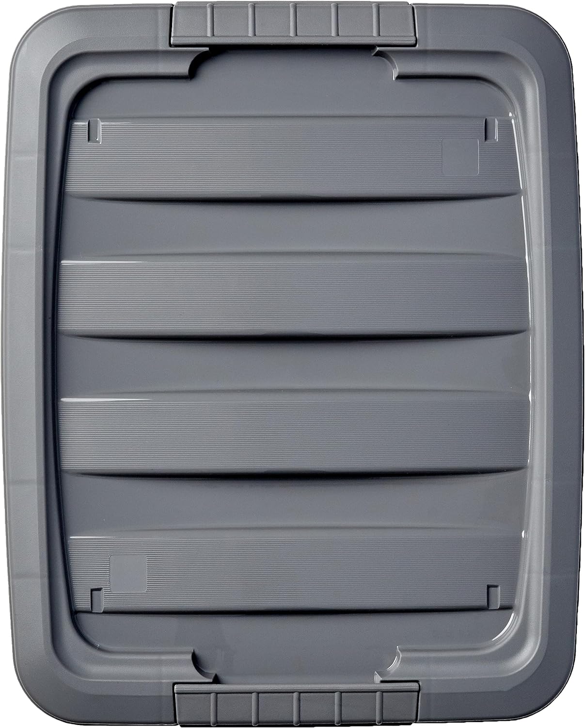 Amazon Basics Plastic Storage Containers with Secure Latching Lids, Stackable Organization Bins, Clear/Grey, 19 Quart, Set of 6