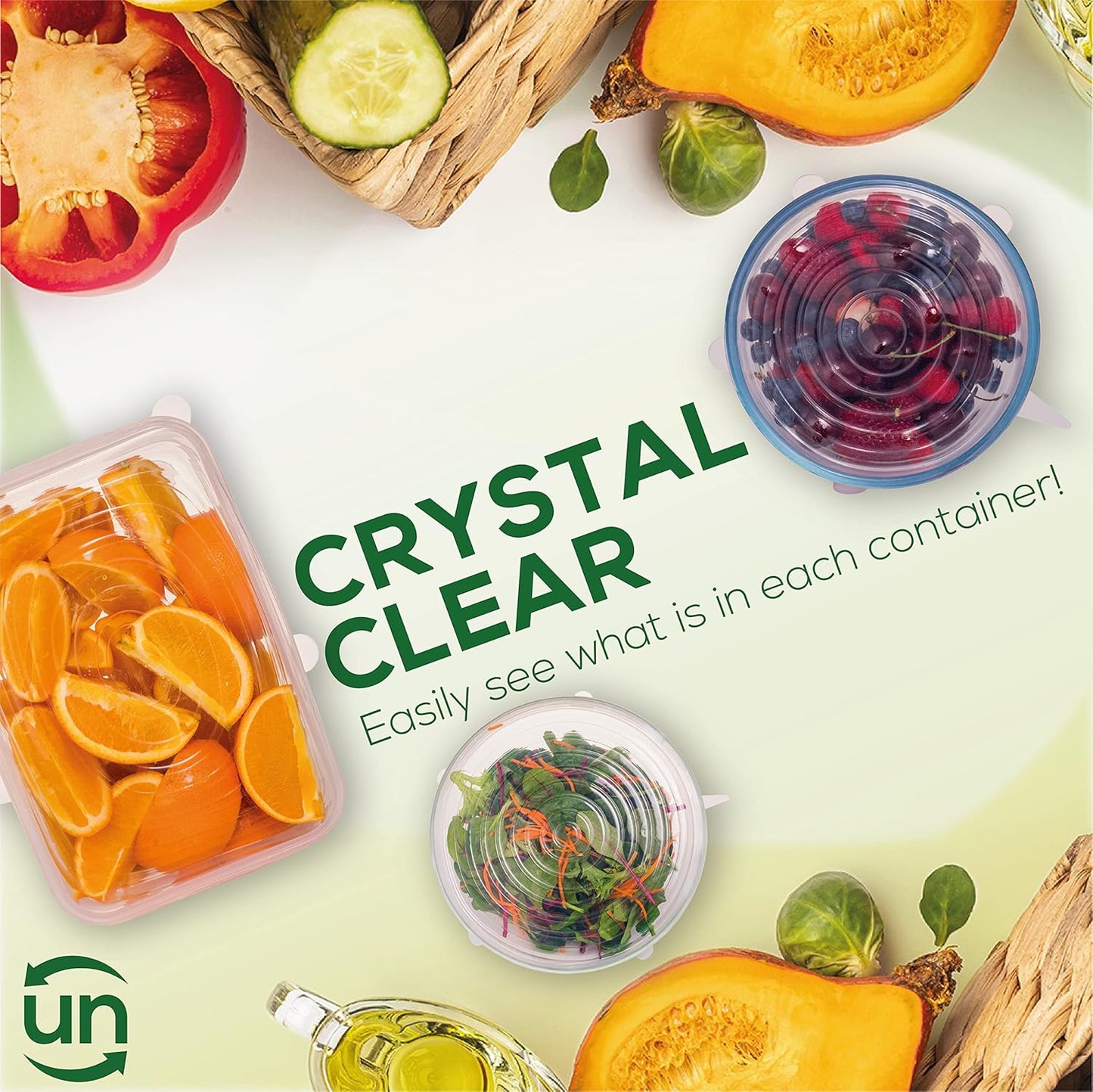 unwasted Reusable Silicone Lids (Variety Pack) – Upgrade Your Kitchen Gadgets with Our Covers for Food Storage – Reusable Silicone Stretch Lids and Food Covers for Containers (Pack of 7)