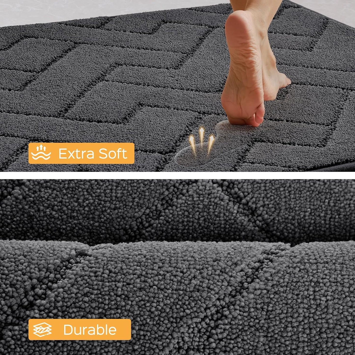 Machine Washable Kitchen Rugs 24" x 36", Non-Slip Kitchen Runner Rugs Mats for Floor, Absorbent Comfort Standing Mats for Kitchen, Sink, Laundry and Hallway, Charcoal