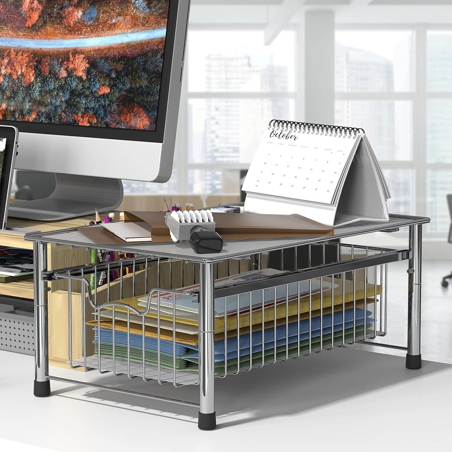 Simple Houseware Stackable Basket Drawer, Chrome