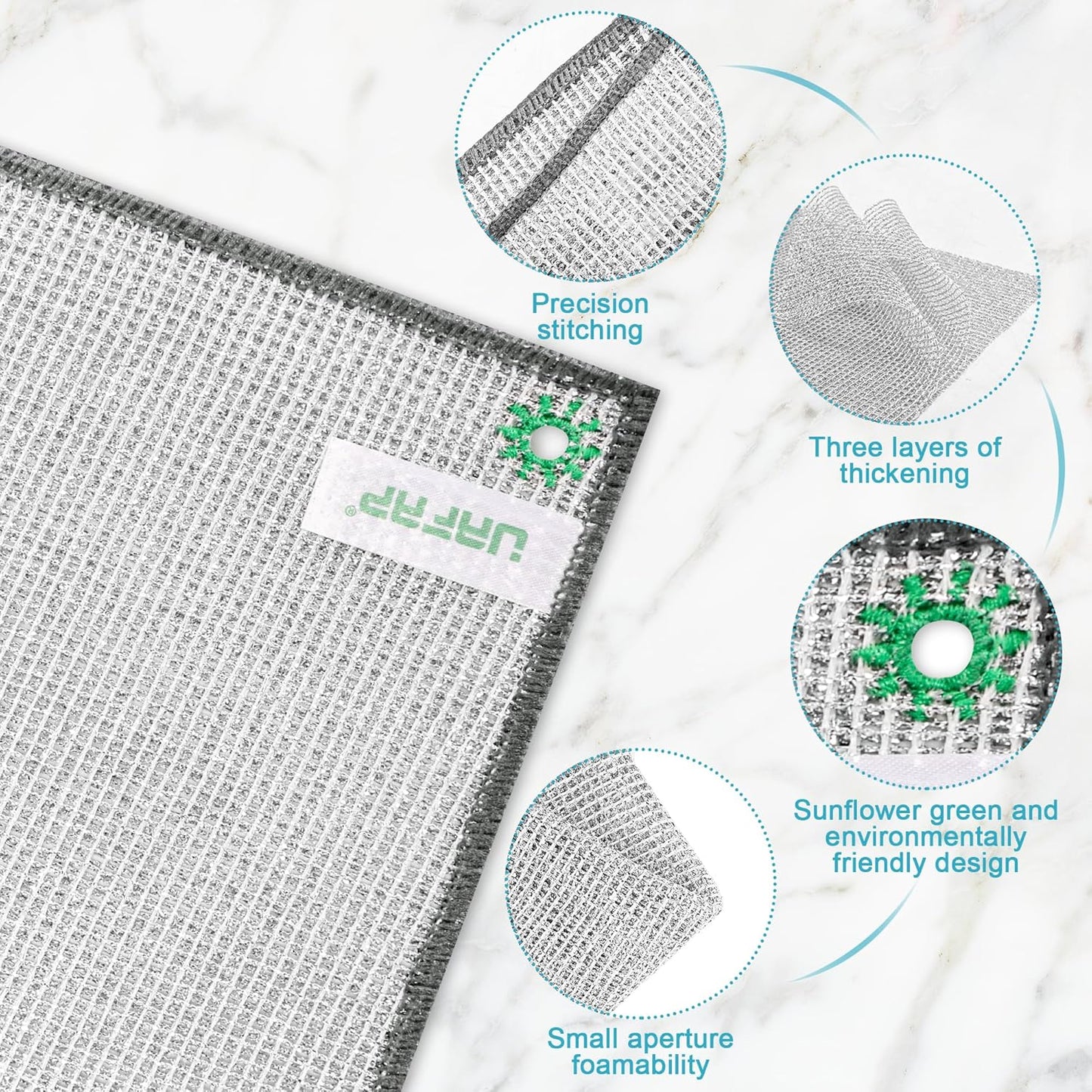 24 PCS Non Scratch Wire Dishcloth, Cleans Fast Without Scratching, Stands Up to Stuck-on Grime, Multi-Surface Safe, Wire Dishwashing Rag Cleaning Power for Everyday Jobs 7.87“ x 7.87”