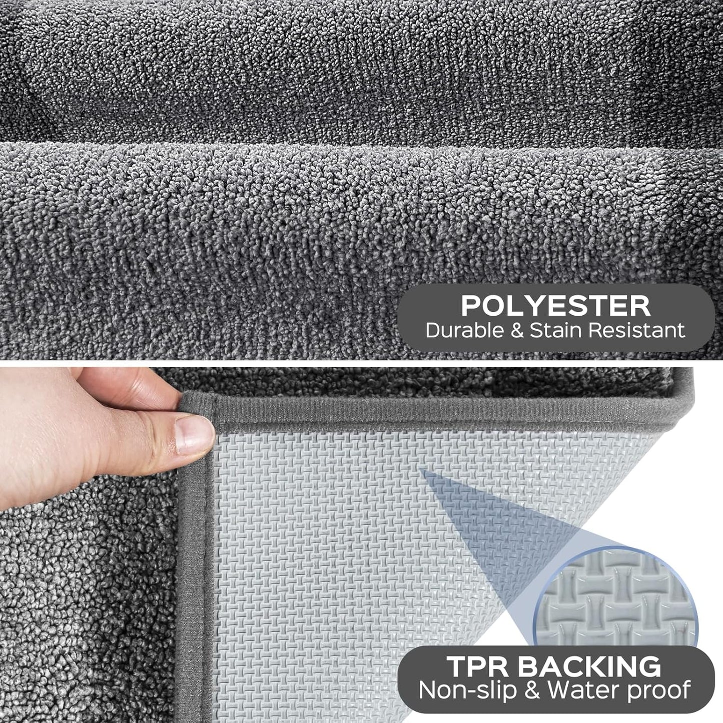 Machine Washable (24" x 36"+ 24" x 60"') Kitchen Rugs Set of 2, Non Slip Kitchen Mats for Floor, Absorbent Entrance Runner Rugs for Bedroom, Hallway, Bathroom, Door (Roll Packing)